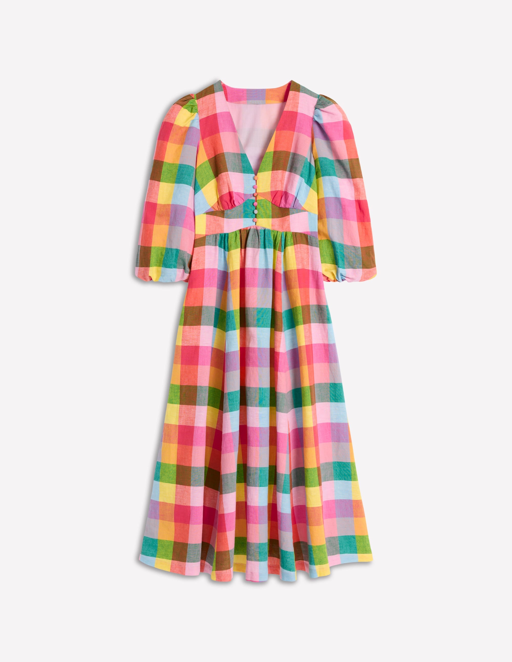 Lola Blouson-Maxikleid-Regenbogen Bunt Vichykaro - Image 5