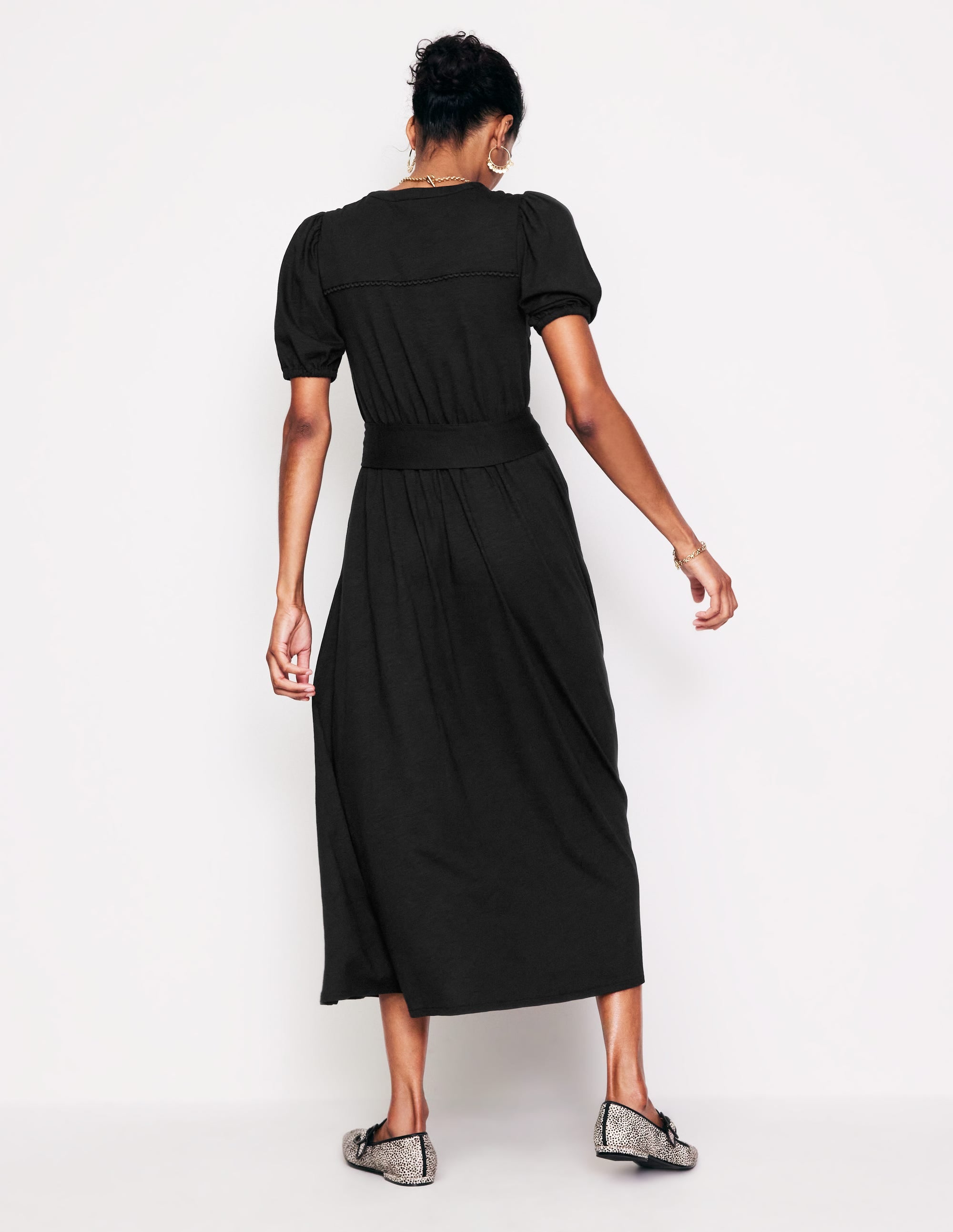Sofia Jersey-Midikleid mit Besatz-Schwarz - Image 3