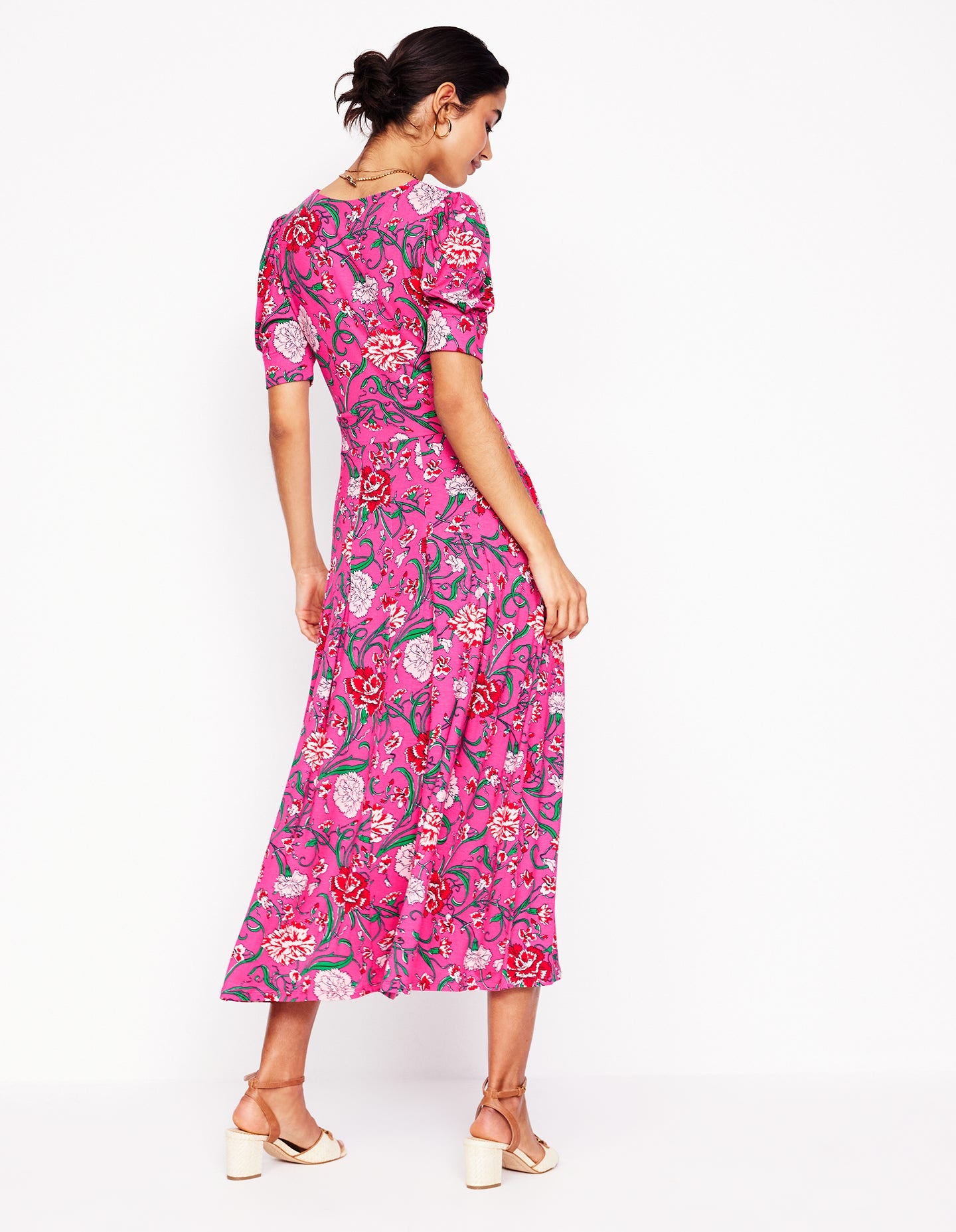 Kristen Plissiertes Jerseykleid-Rosa Schafgarbe, Nelkenrebe - Image 4