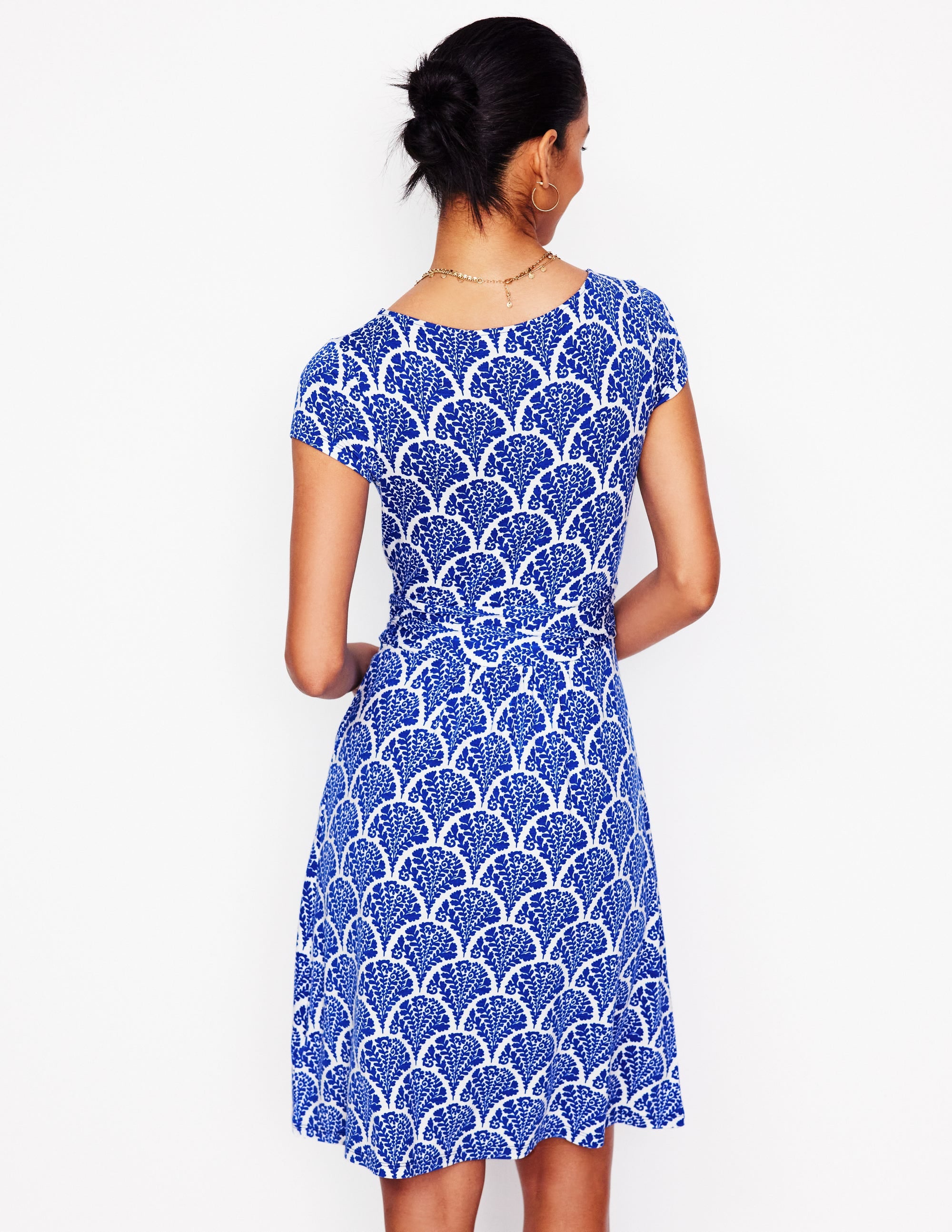 Robe Amelie en jersey-Bleu vif, motif Blossomy - Image 3