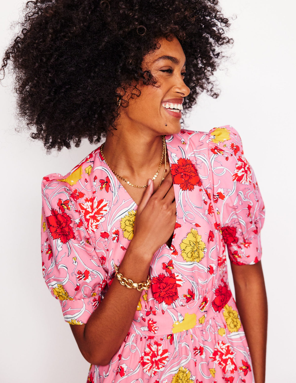 La robe Bella-Rose saumon, motif Carnation Vine - Image 2