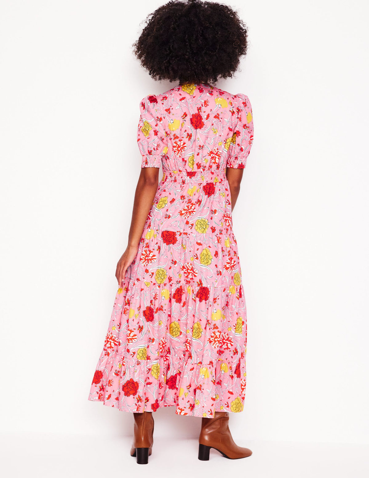 La robe Bella-Rose saumon, motif Carnation Vine - Image 3