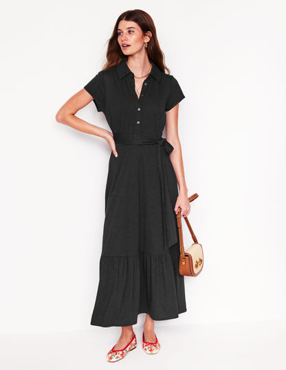 Cressida Jersey Shirt Dress-Black