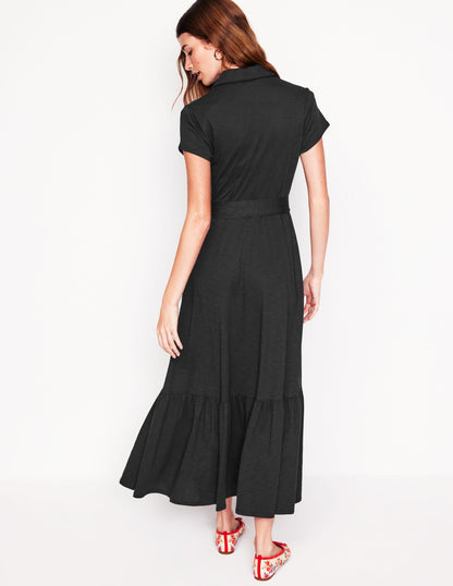 Cressida Jersey Shirt Dress-Black