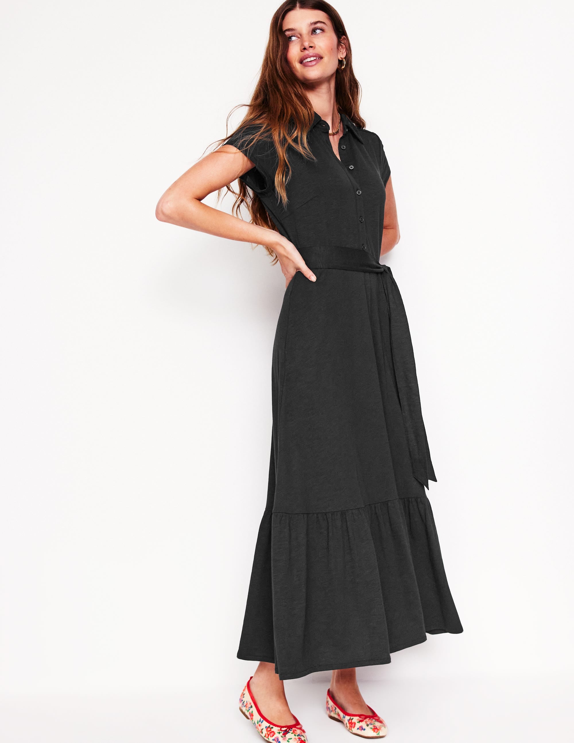Robe-chemise Cressida en jersey-Noir - Image 4