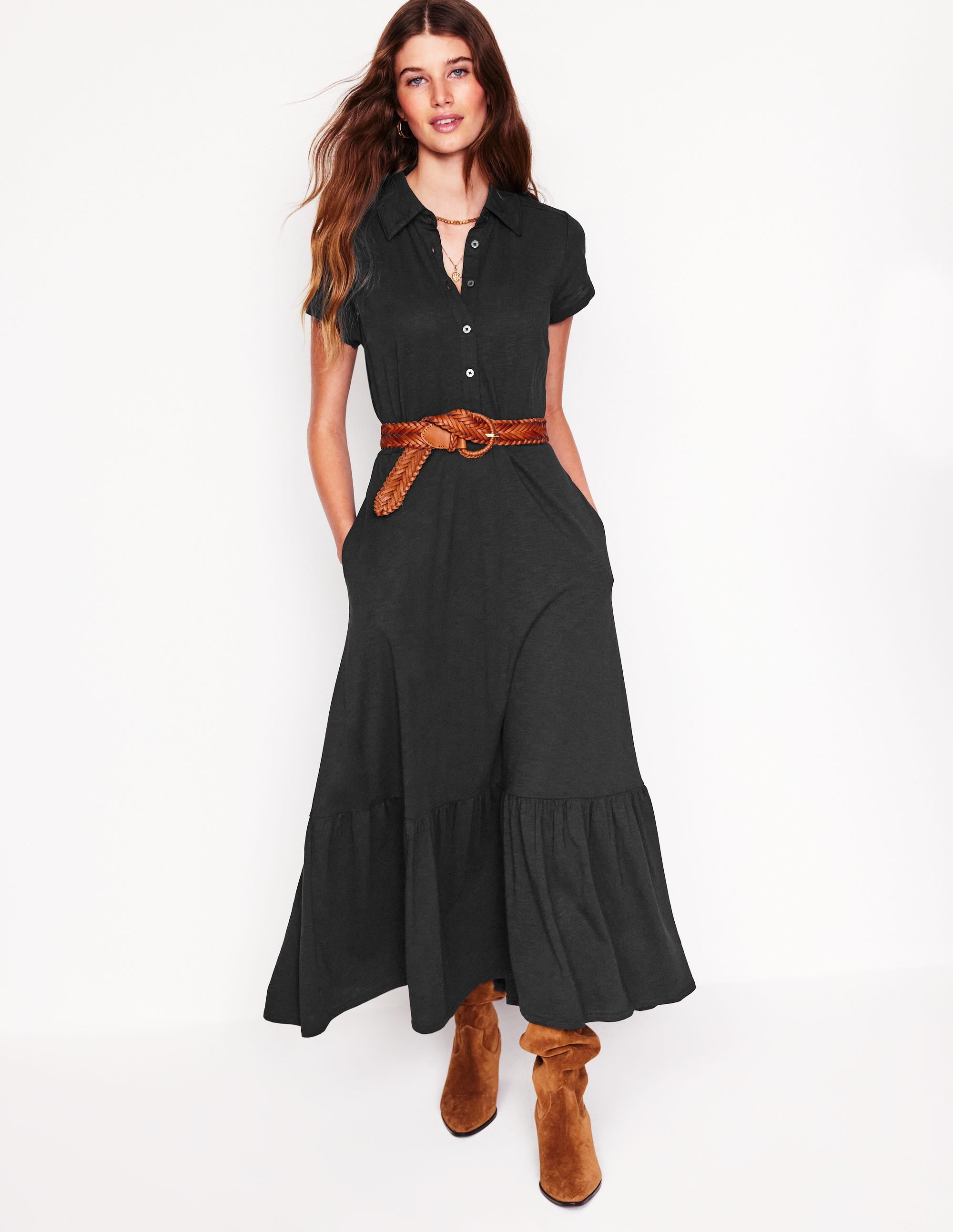 Robe-chemise Cressida en jersey-Noir - Image 5