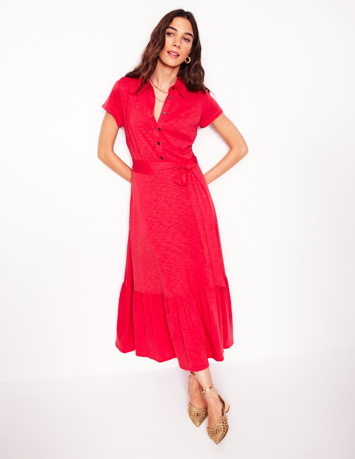 Robe-chemise Cressida en jersey-Rouge rubis