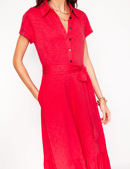 Robe-chemise Cressida en jersey-Rouge rubis