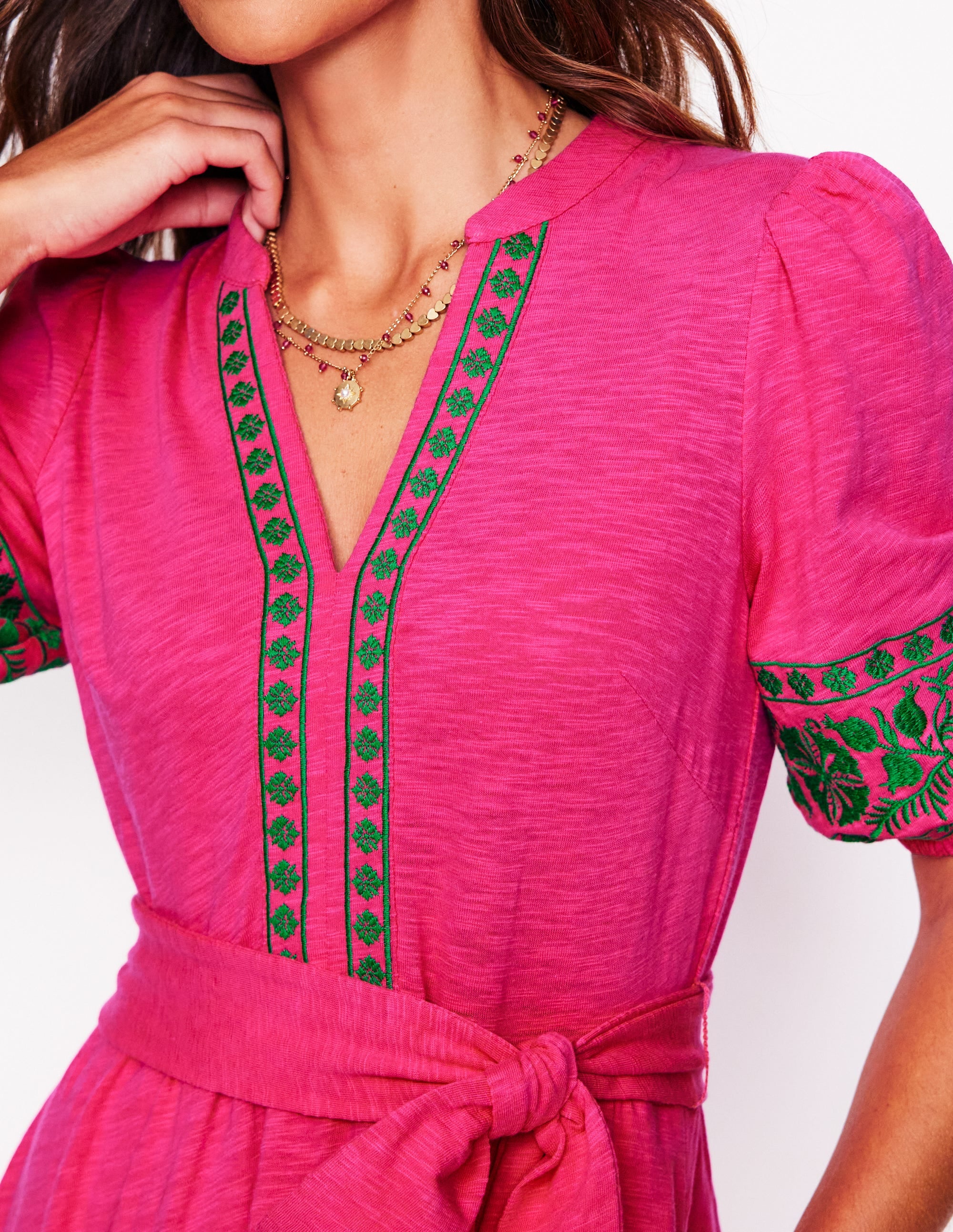 Amara Besticktes Jerseykleid-Rosarot - Image 2