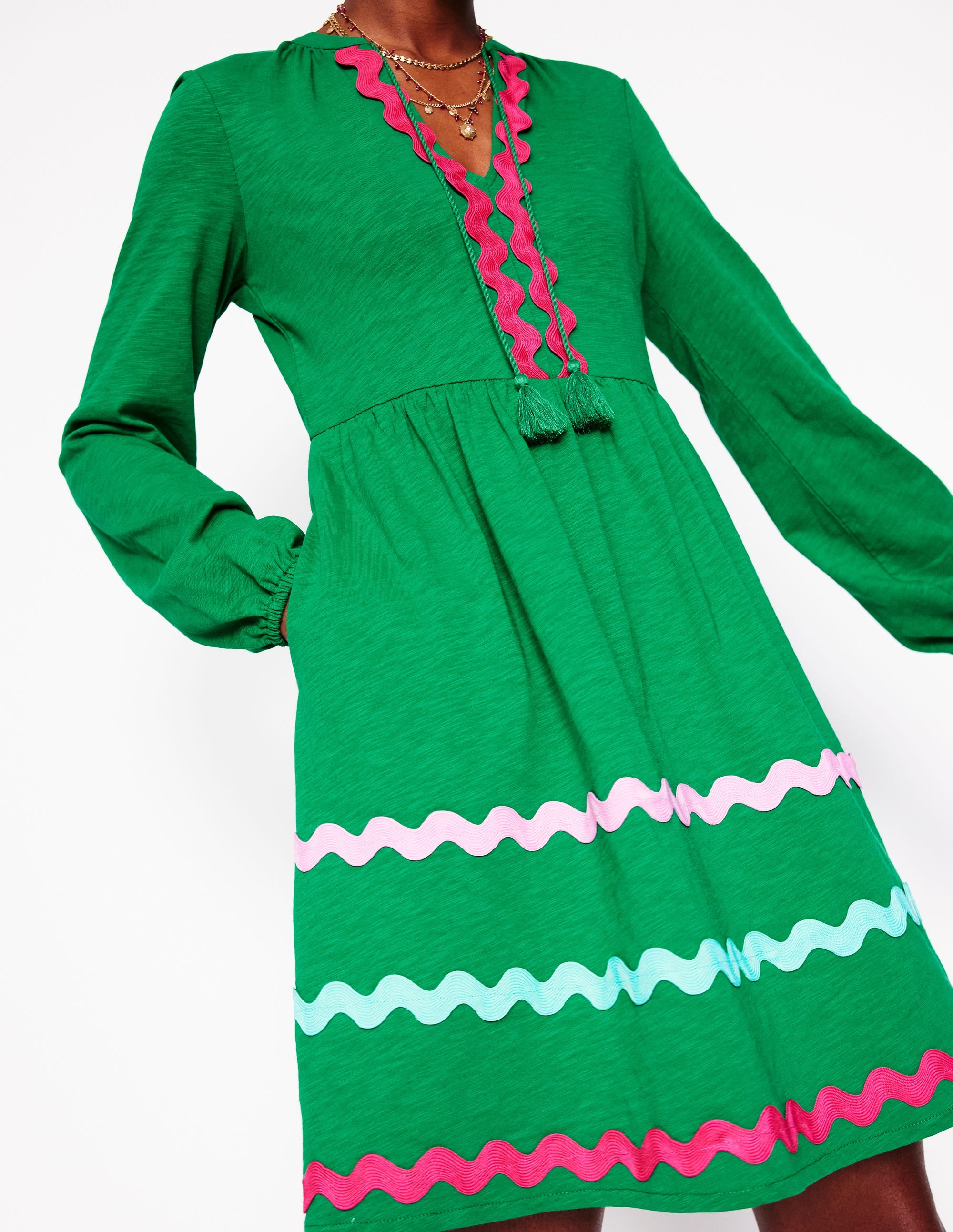 Robe Corinna à zigzag en jersey-Émeraude Intense - Image 2