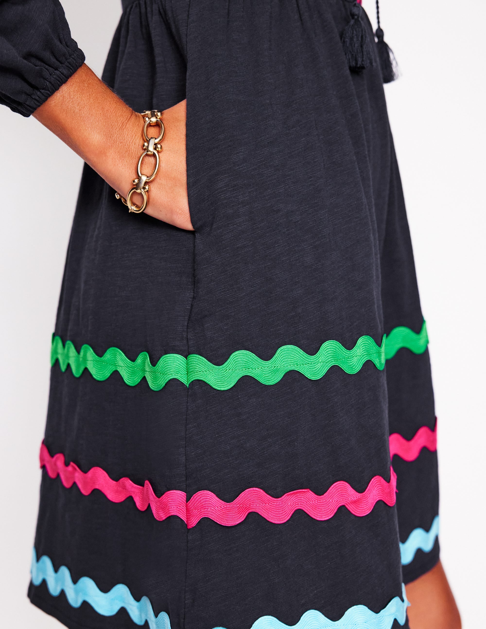 Corinna Jerseykleid mit Zackenlitze-Aqua Marine Marl - Image 3