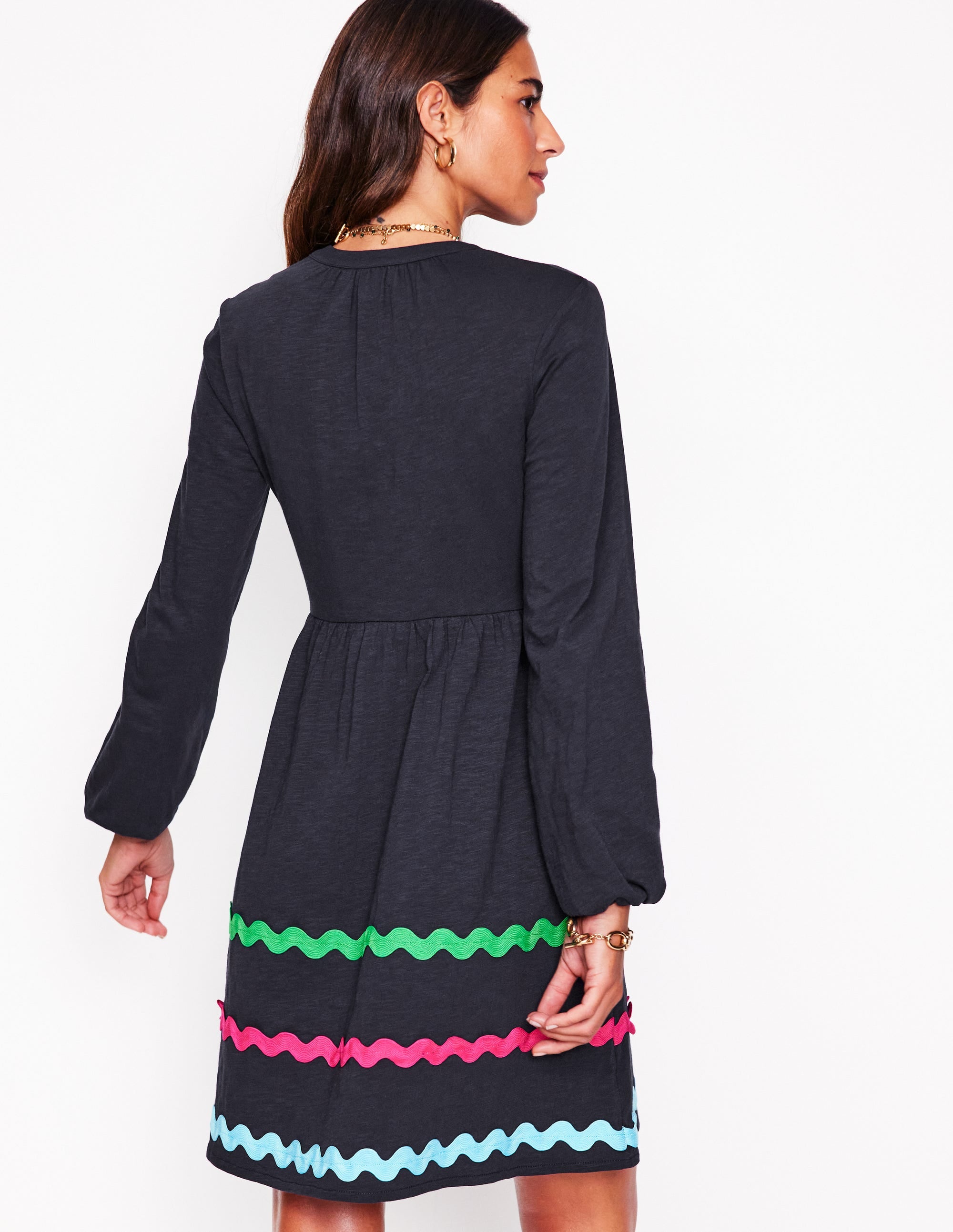 Corinna Jerseykleid mit Zackenlitze-Aqua Marine Marl - Image 4
