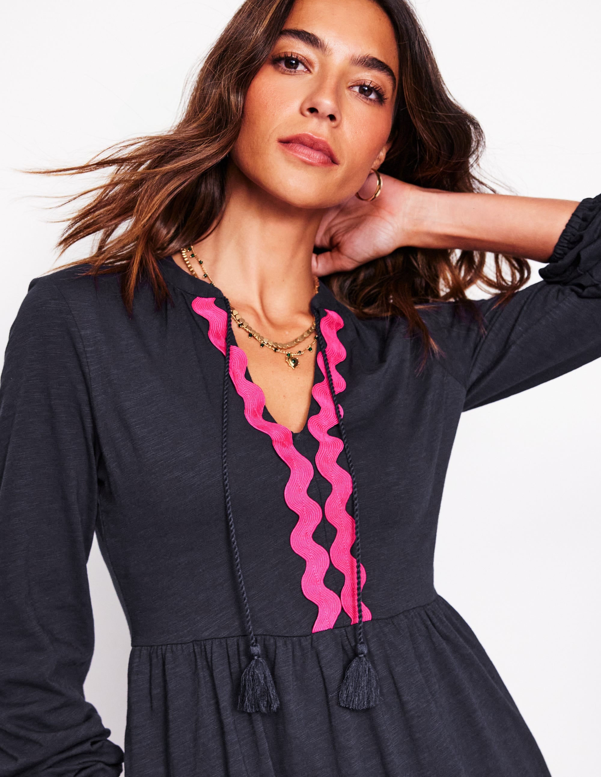 Corinna Jerseykleid mit Zackenlitze-Aqua Marine Marl - Image 6