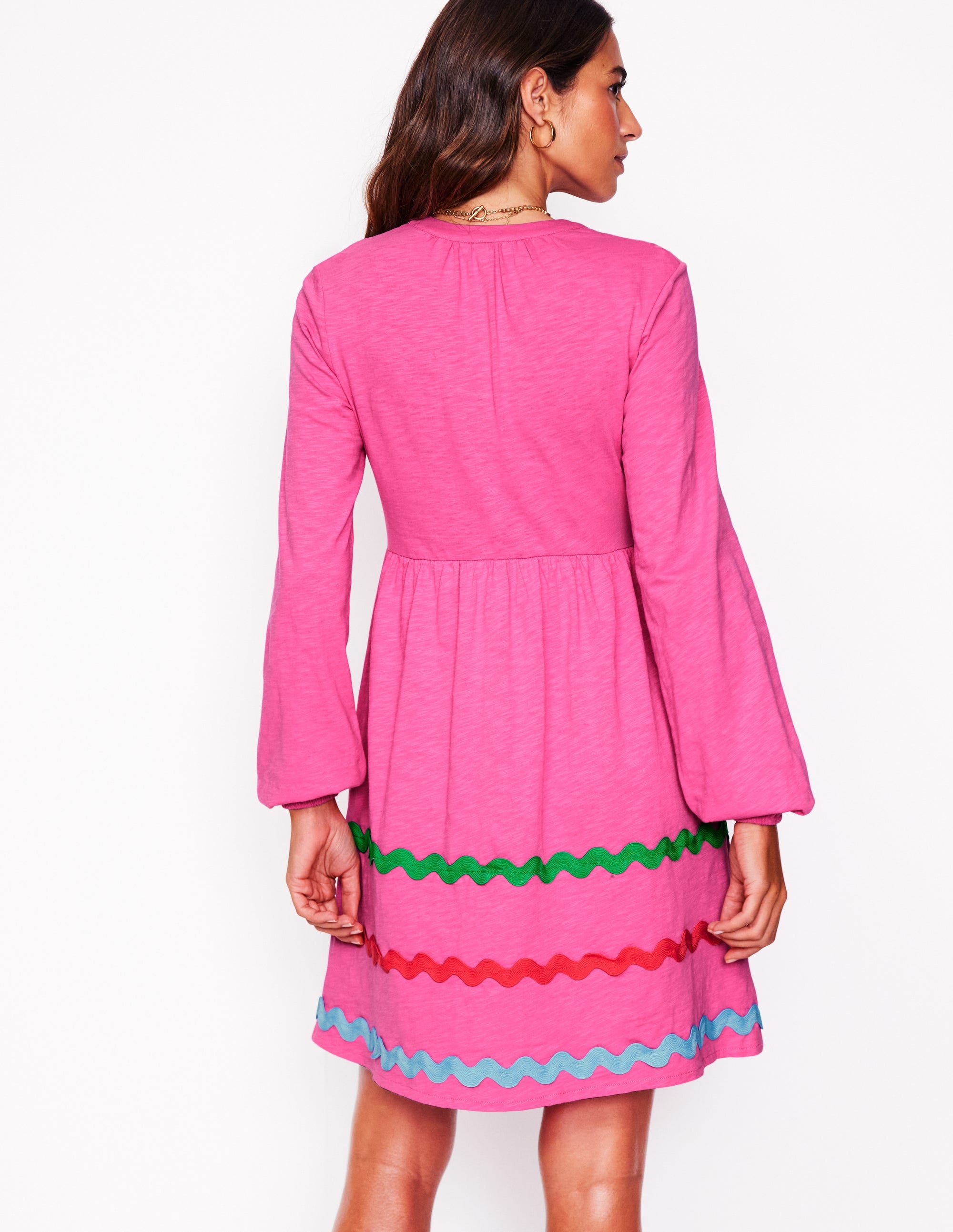 Robe Corinna à zigzag en jersey-Rose sorbet - Image 3
