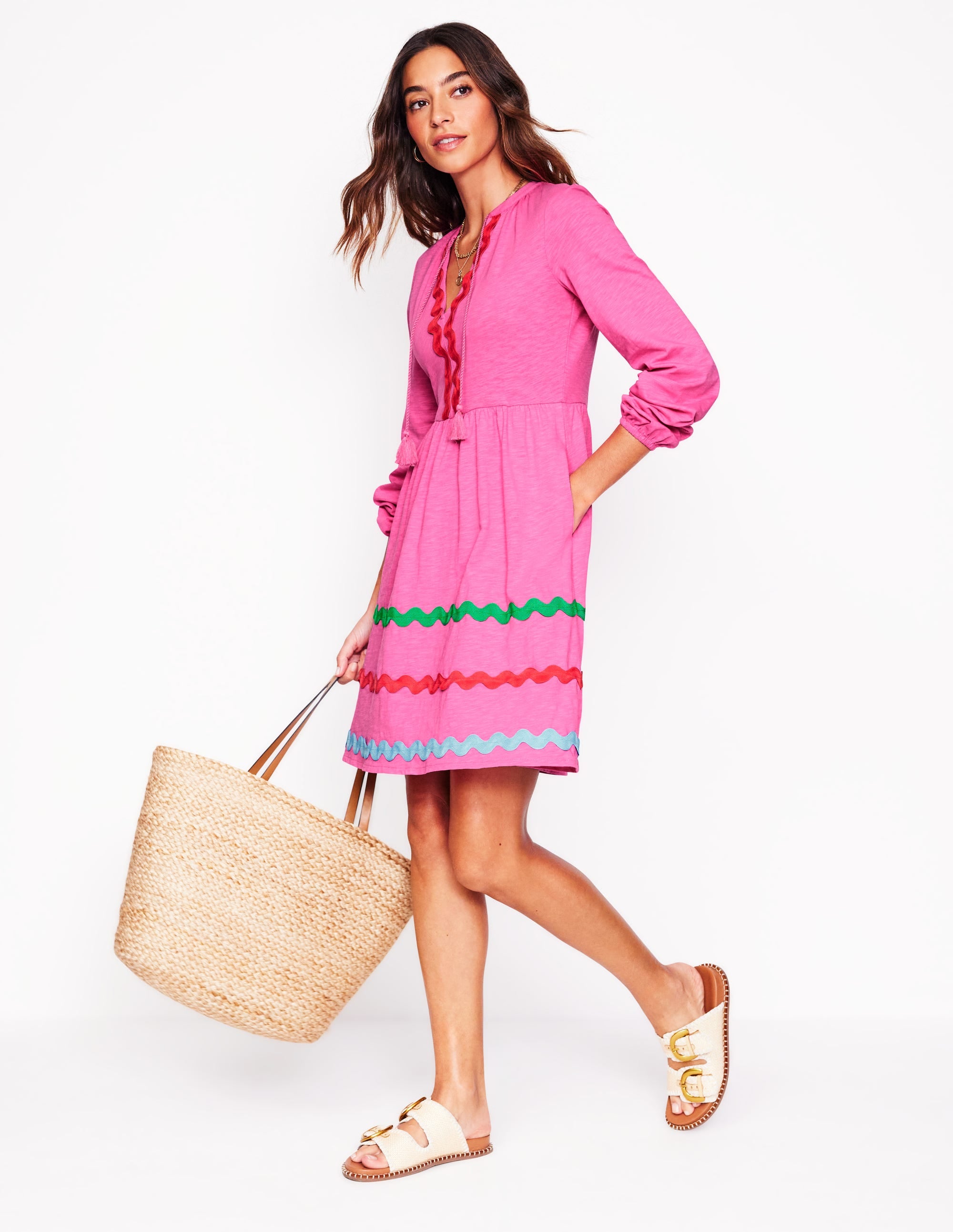 Robe Corinna à zigzag en jersey-Rose sorbet - Image 4