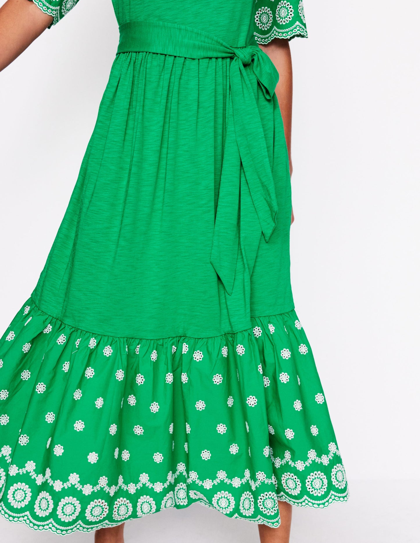 Isabel Maxikleid mit Lochstickerei-Mix-Grünes Tamburin