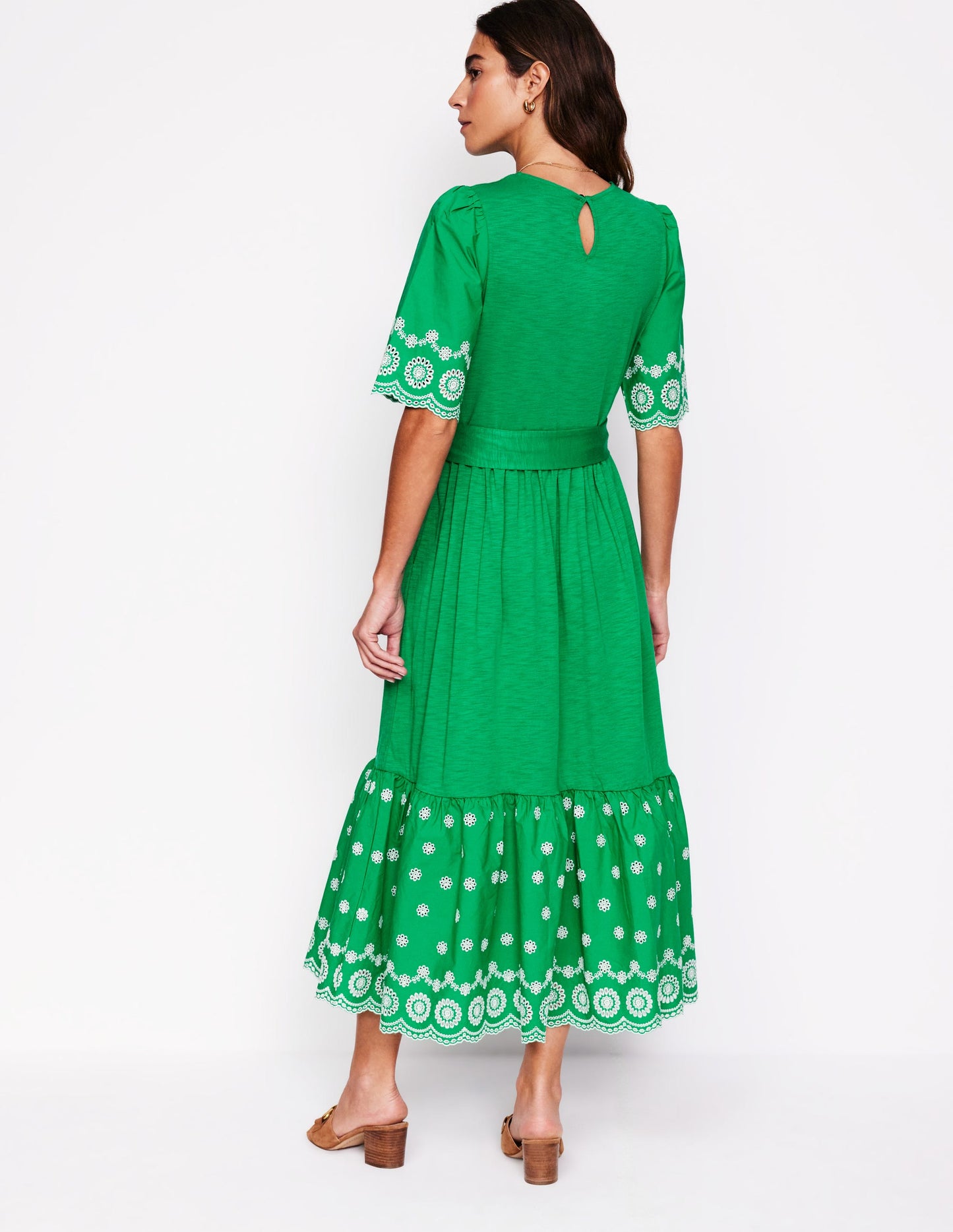 Isabel Maxikleid mit Lochstickerei-Mix-Grünes Tamburin
