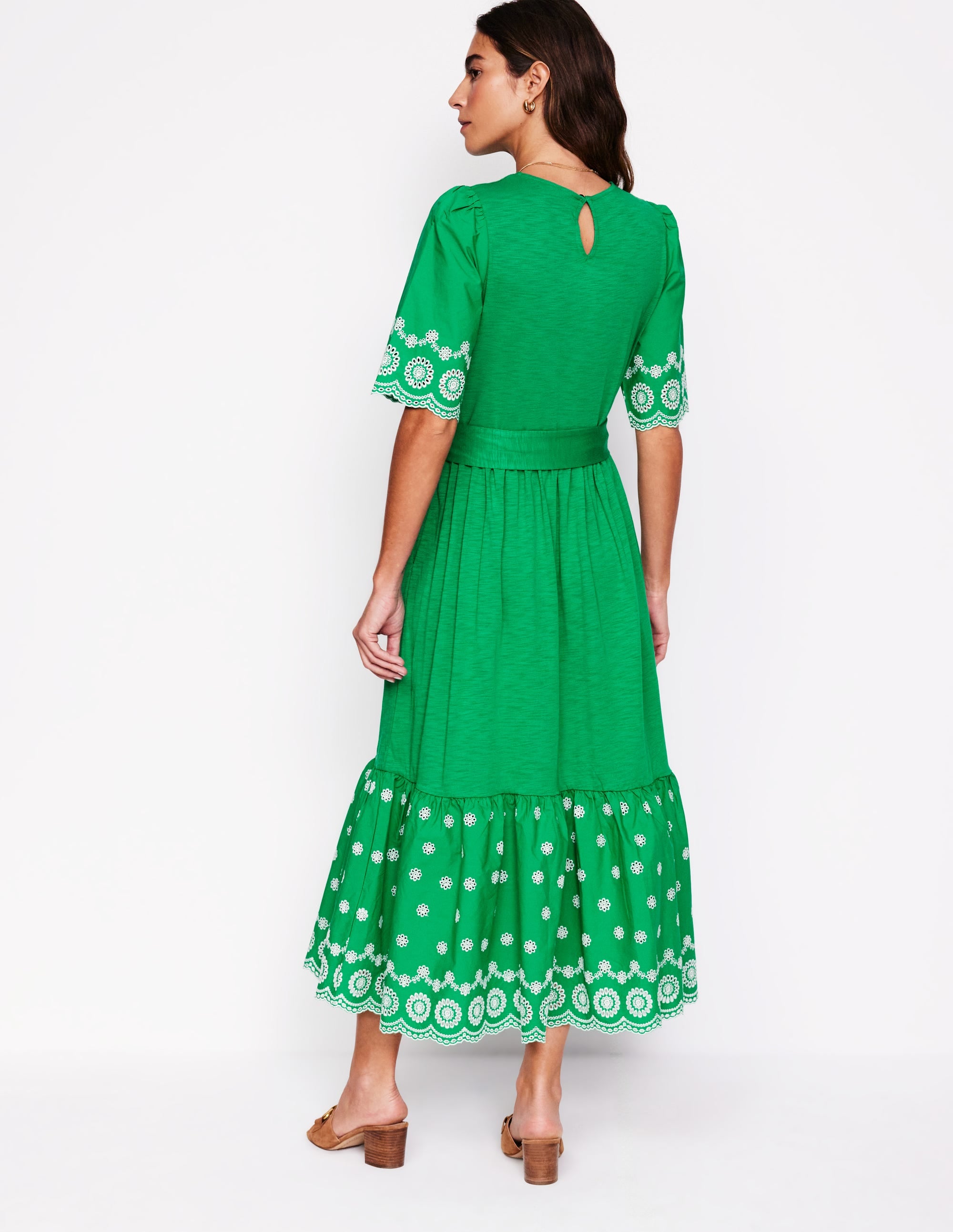 Isabel Maxikleid mit Lochstickerei-Mix-Grünes Tamburin - Image 3