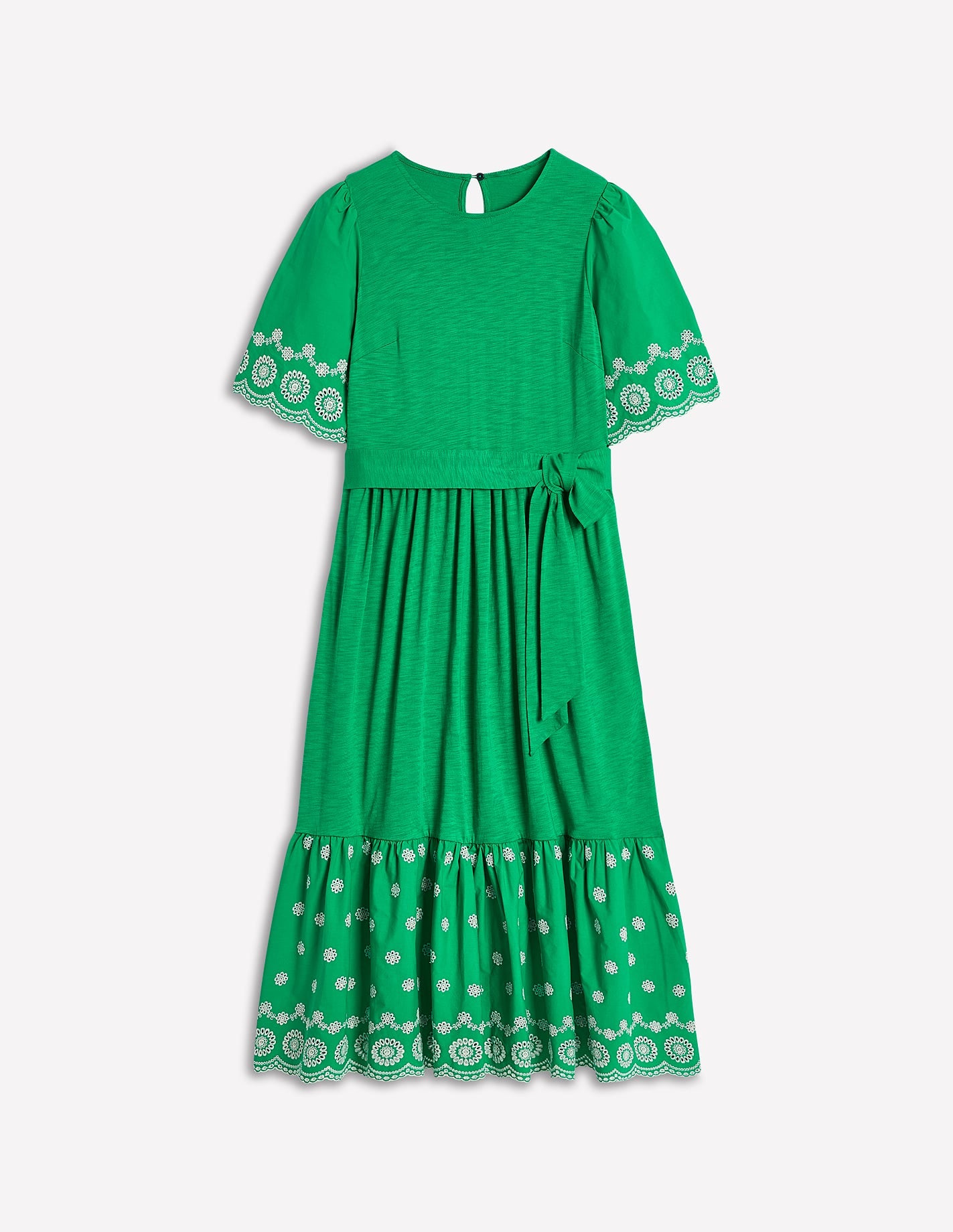 Isabel Broderie Mix maxi Dress-Rich Emerald