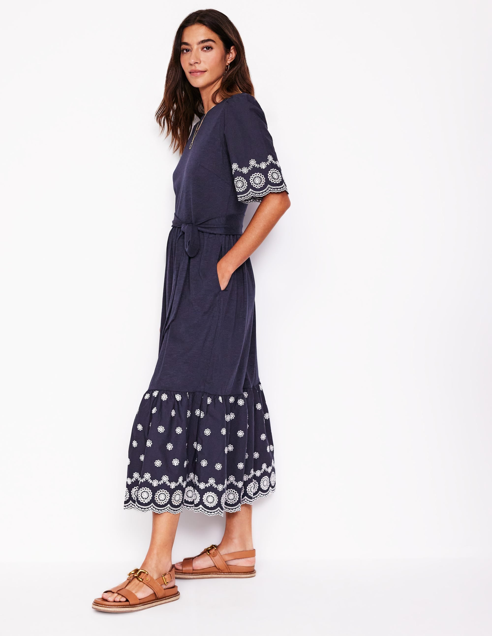 Isabel Maxikleid mit Lochstickerei-Mix-Aqua Marine Marl - Image 1