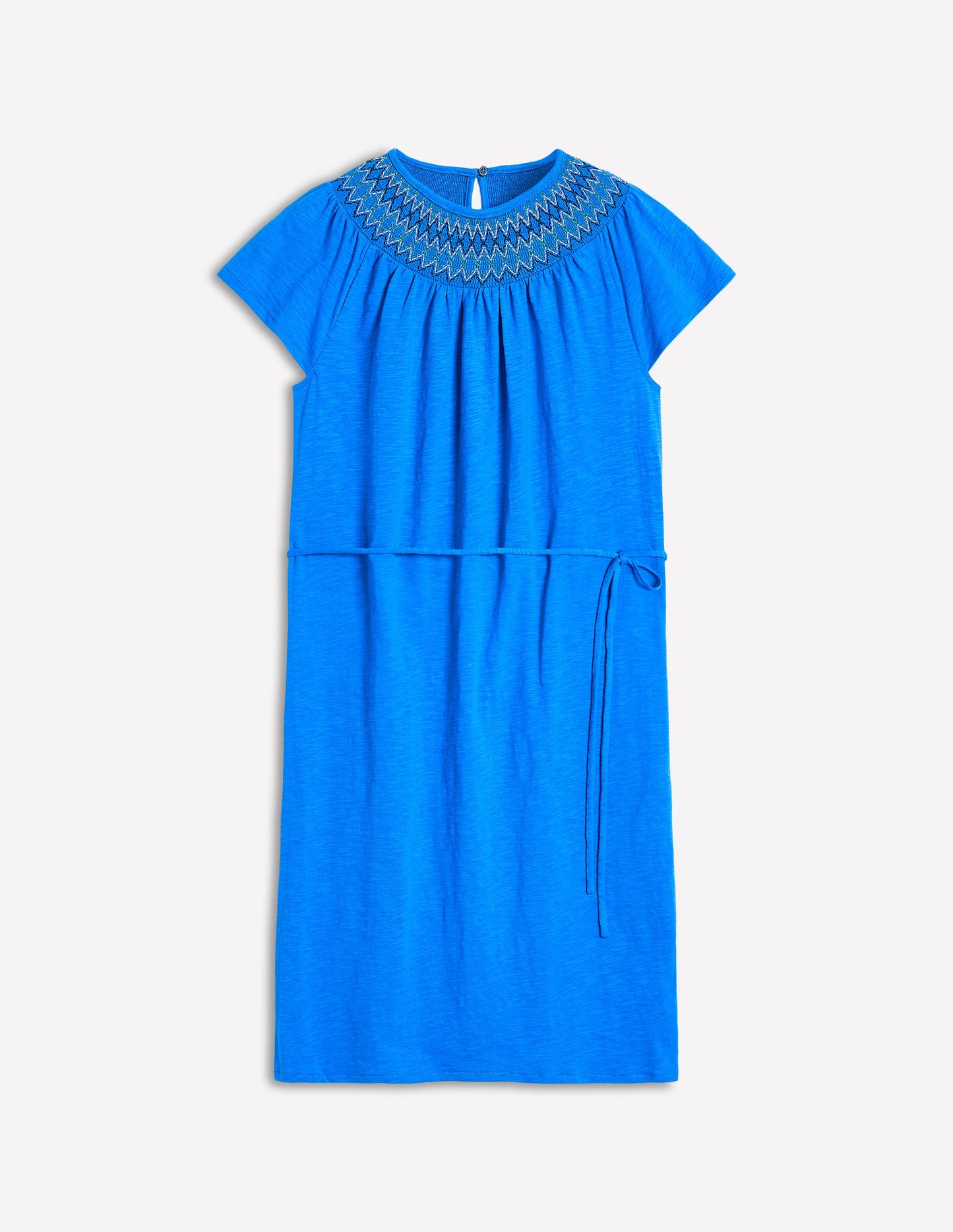 Nina Gesmoktes T-Shirt-Kleid-Blau