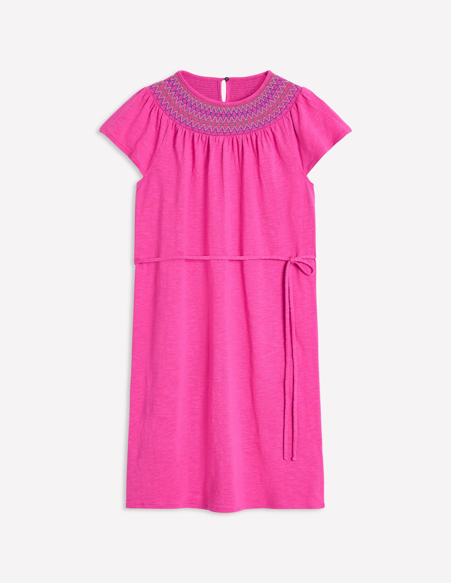 Nina Smocked T-Shirt Dress-Cosmos Pink