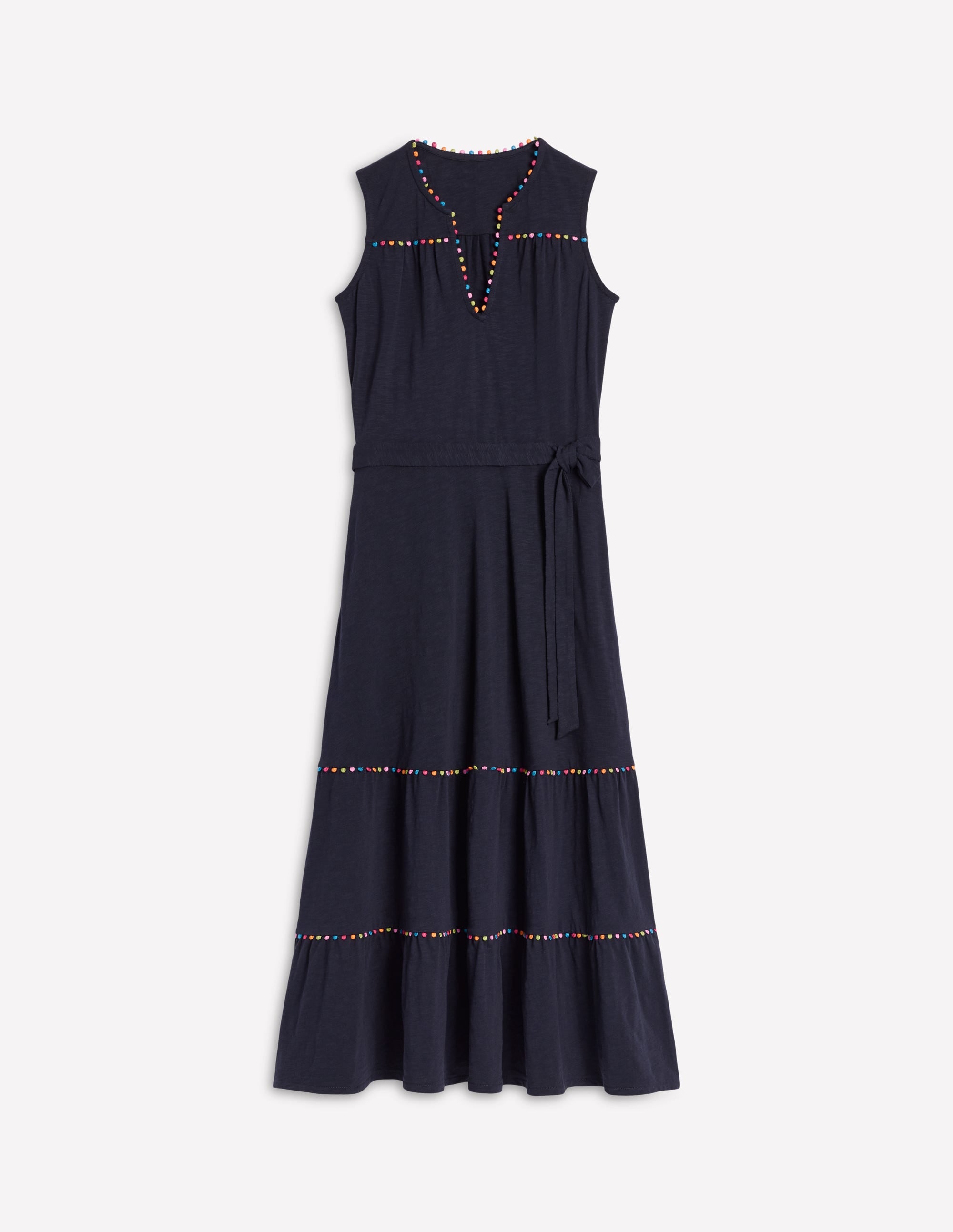 Tara Gestuftes Jerseykleid mit Besatz-Aqua Marine Marl - Image 6