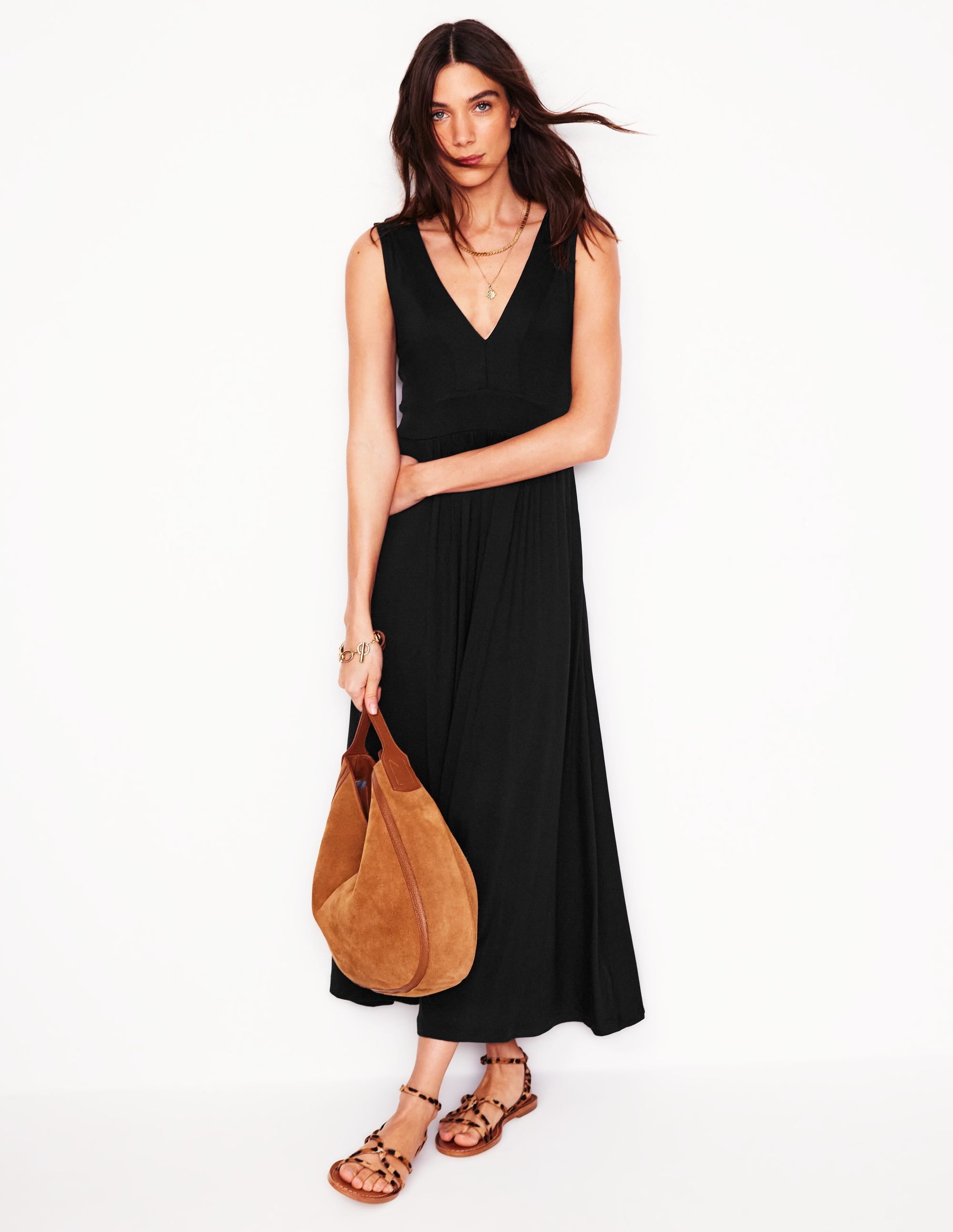 Olympia Jersey-Maxikleid-Schwarz - Image 1