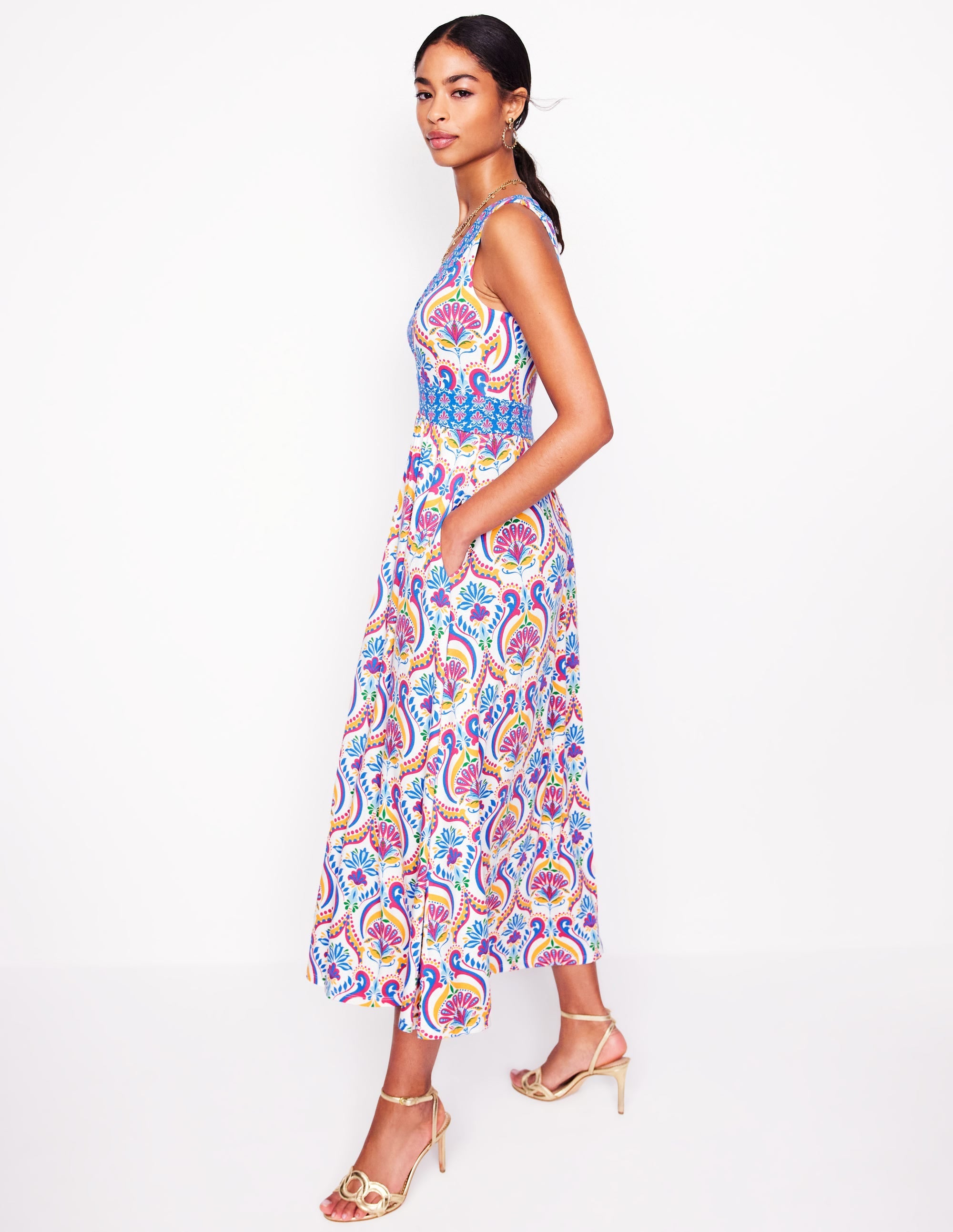 Robe longue Olympia en jersey-Multi, motif Ornamental Floral - Image 4
