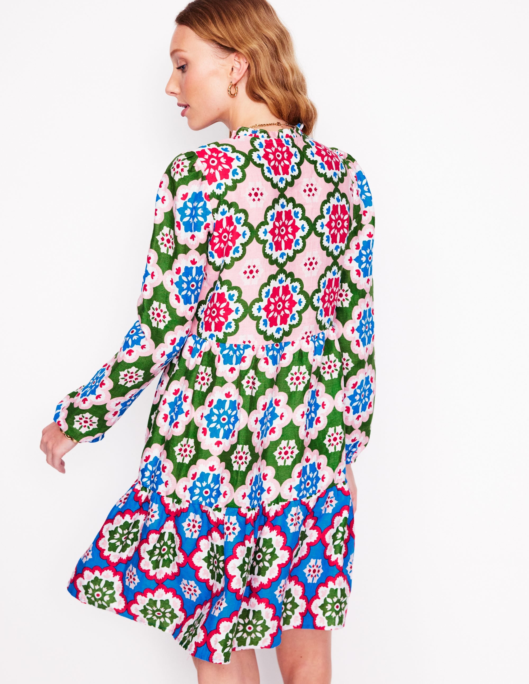 Mini-robe Esme en lin-Multi, motif Bloom Geo - Image 4