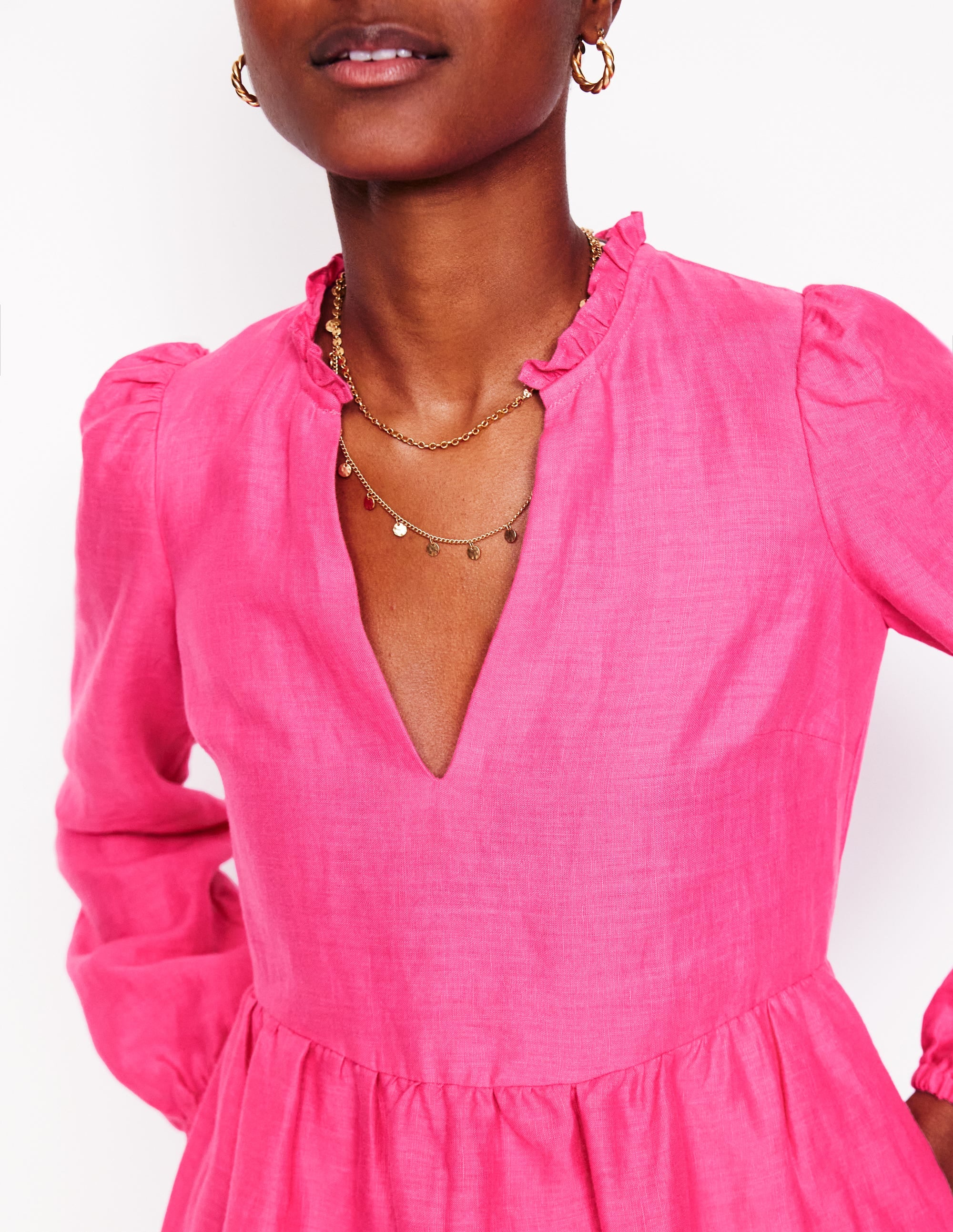 Mini-robe Esme en lin-Rose pivoine - Image 3