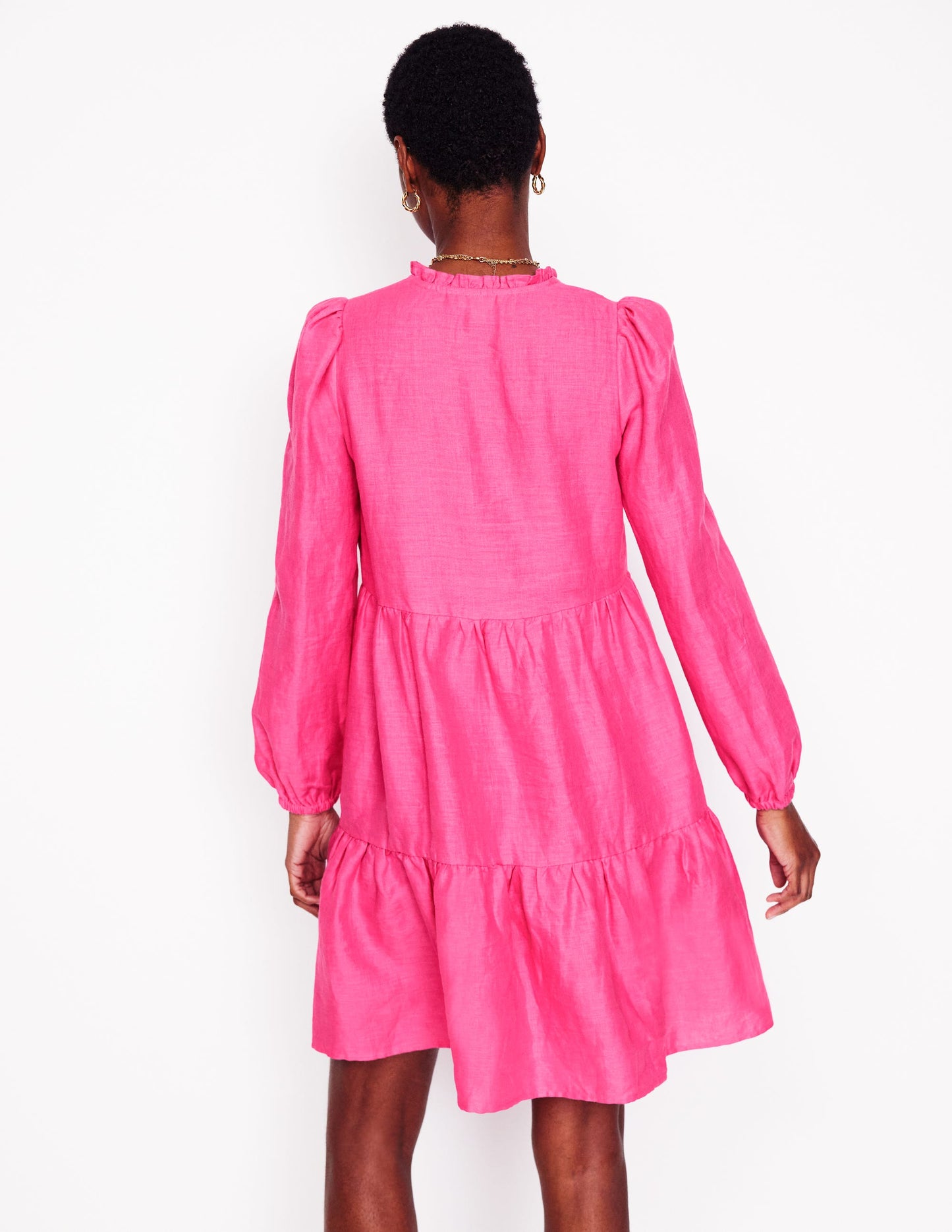 Robe courte Esme en lin-Rose pivoine