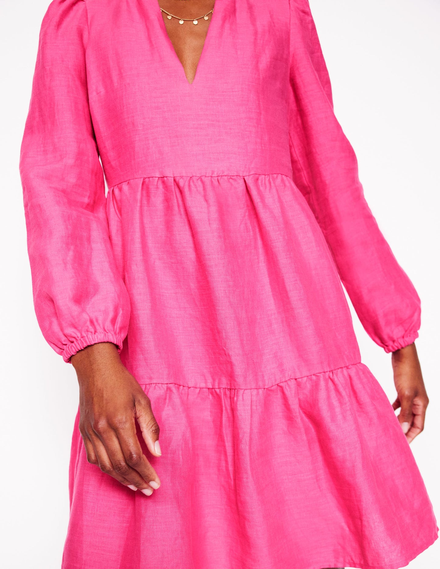 Robe courte Esme en lin-Rose pivoine