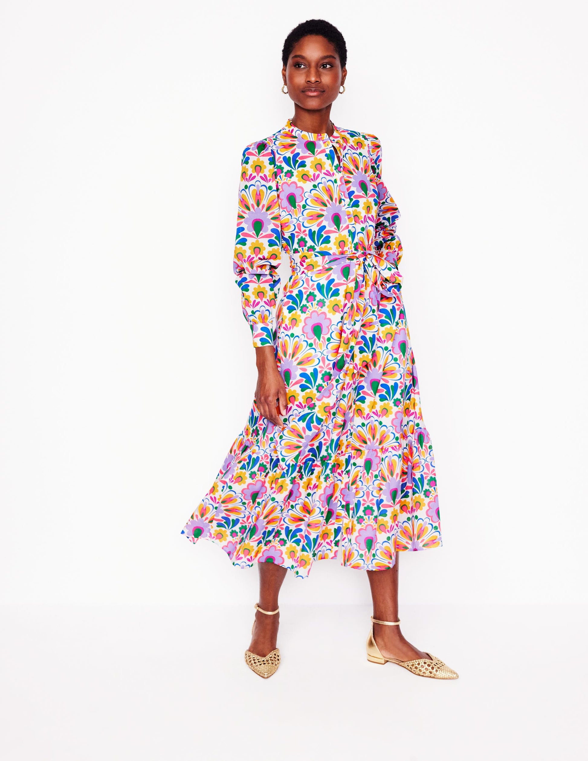 Ladies Dresses Boden Vintage Dress Mia Tiered Shirt Dress-Ivory