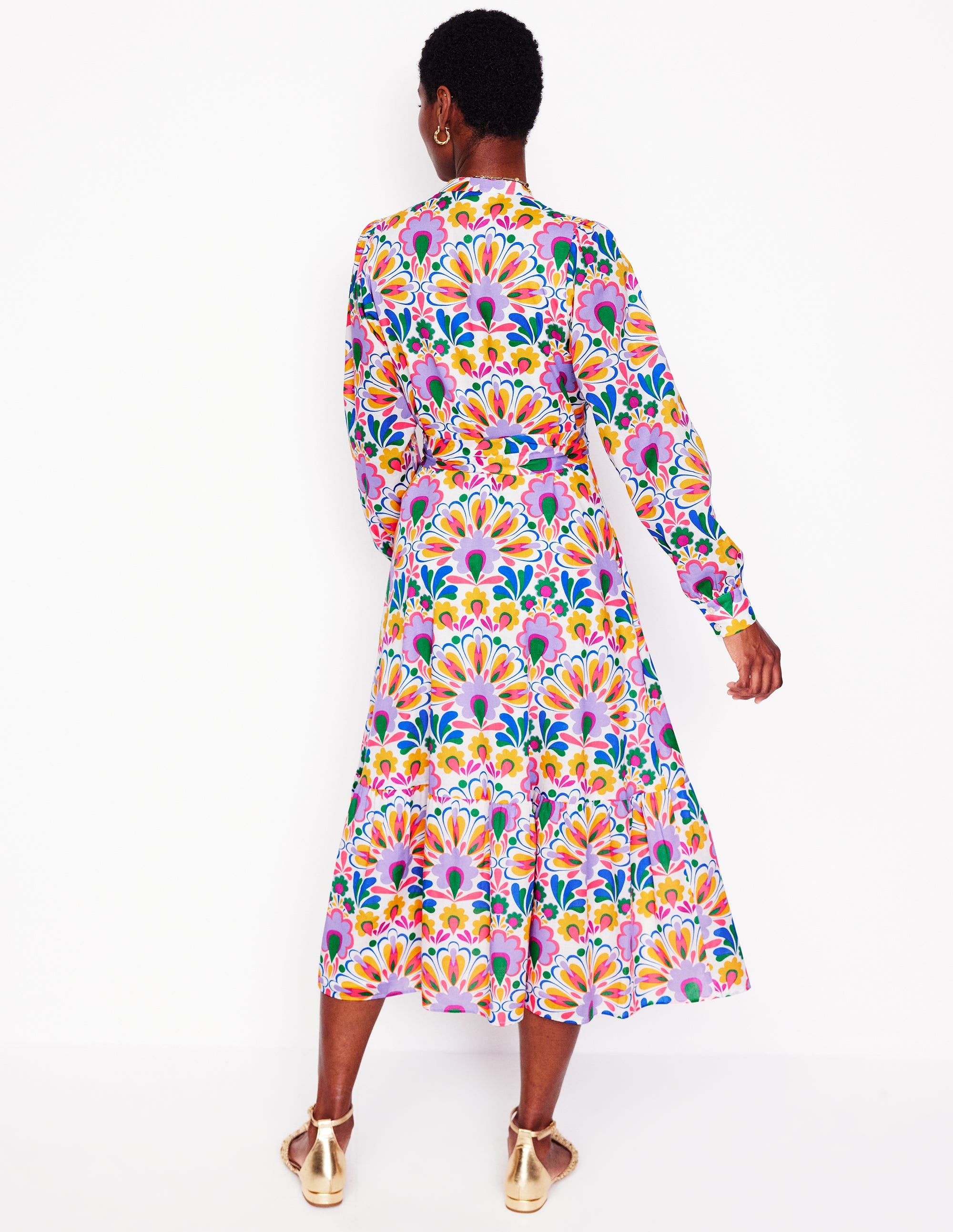 Mia Gestuftes Hemdblusenkleid-Naturweiß, Dekorativer Löwenzahn - Image 3