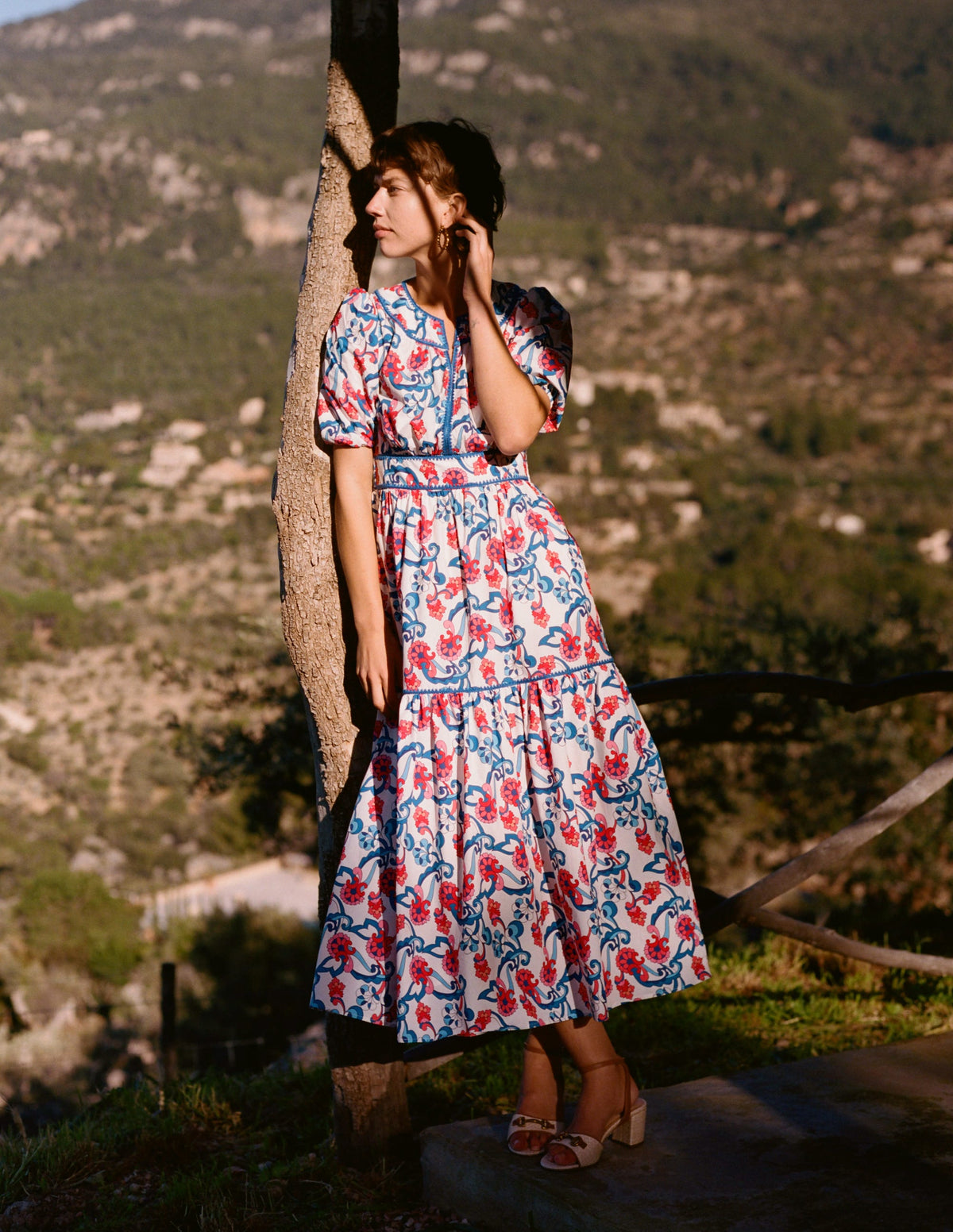 Rhea Embroidered Midi Dress-Ivory, Foliage Trail - Image 2