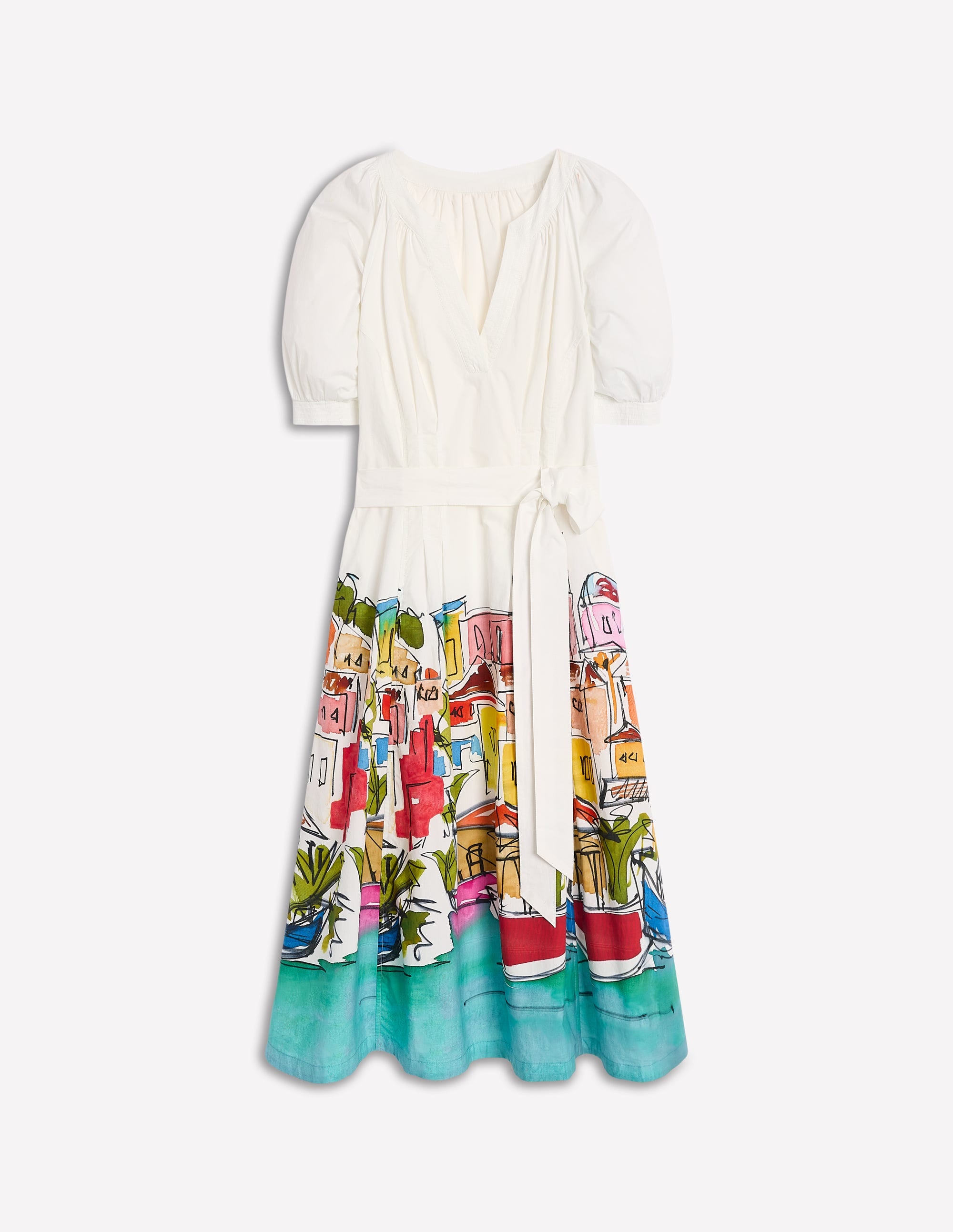 Bria Midikleid mit Puffärmeln-Bunt, Regenbogen Dorf - Image 6