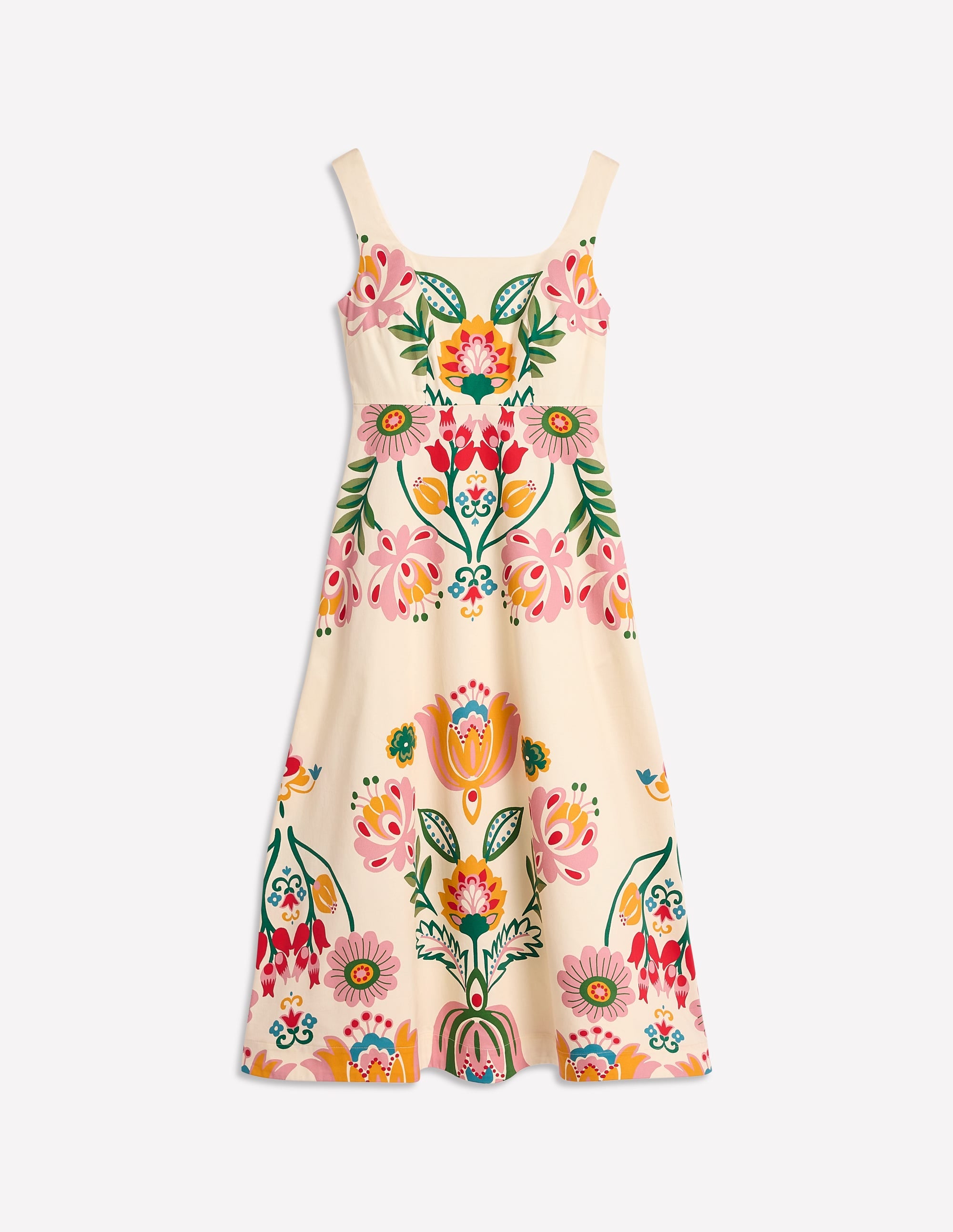 Robe style 50s à encolure carrée-Ivoire, motif Tulip Fusion - Image 6