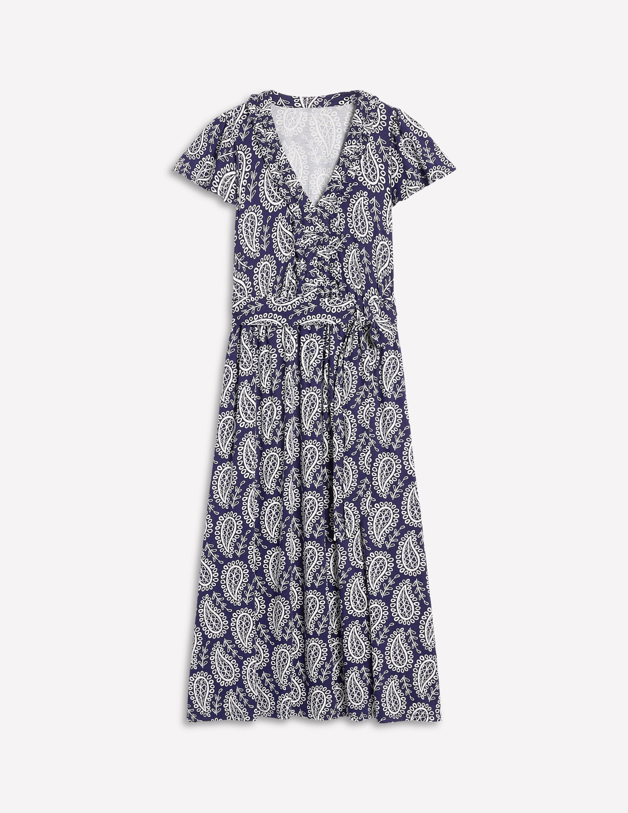 Nicola Jersey-Teekleid-Französisches Marineblau, Paisley Herz - Image 6