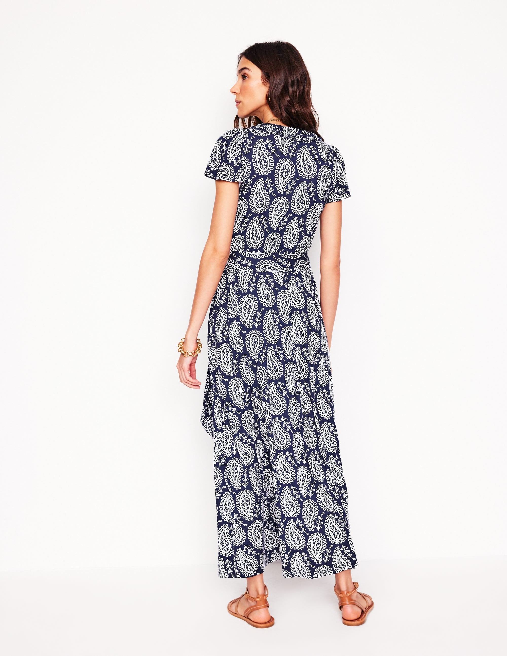 Nicola Jersey-Teekleid-Französisches Marineblau, Paisley Herz - Image 3