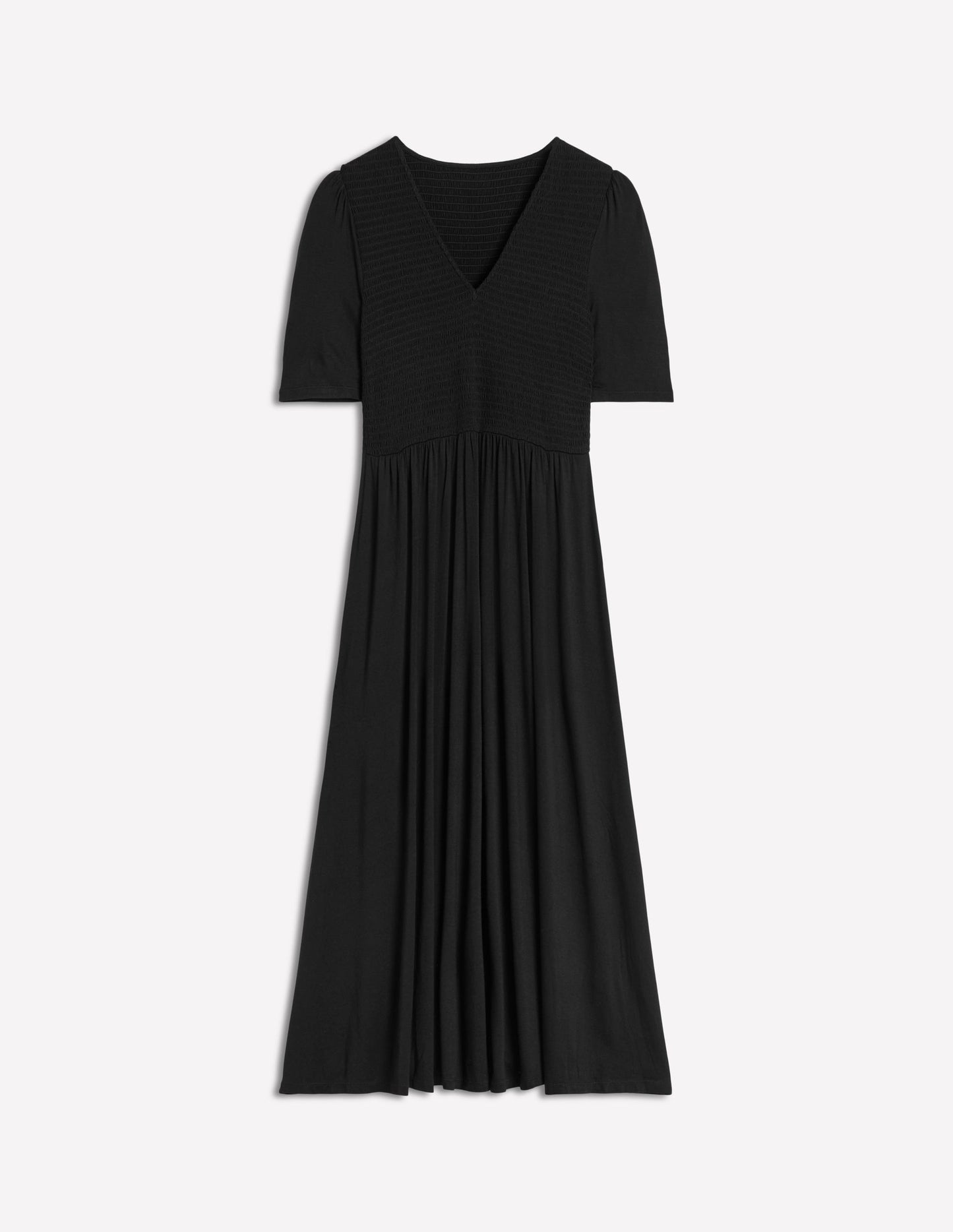 Bethany Gesmoktes Jerseykleid-Schwarz