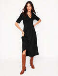 Bethany Gesmoktes Jerseykleid-Schwarz