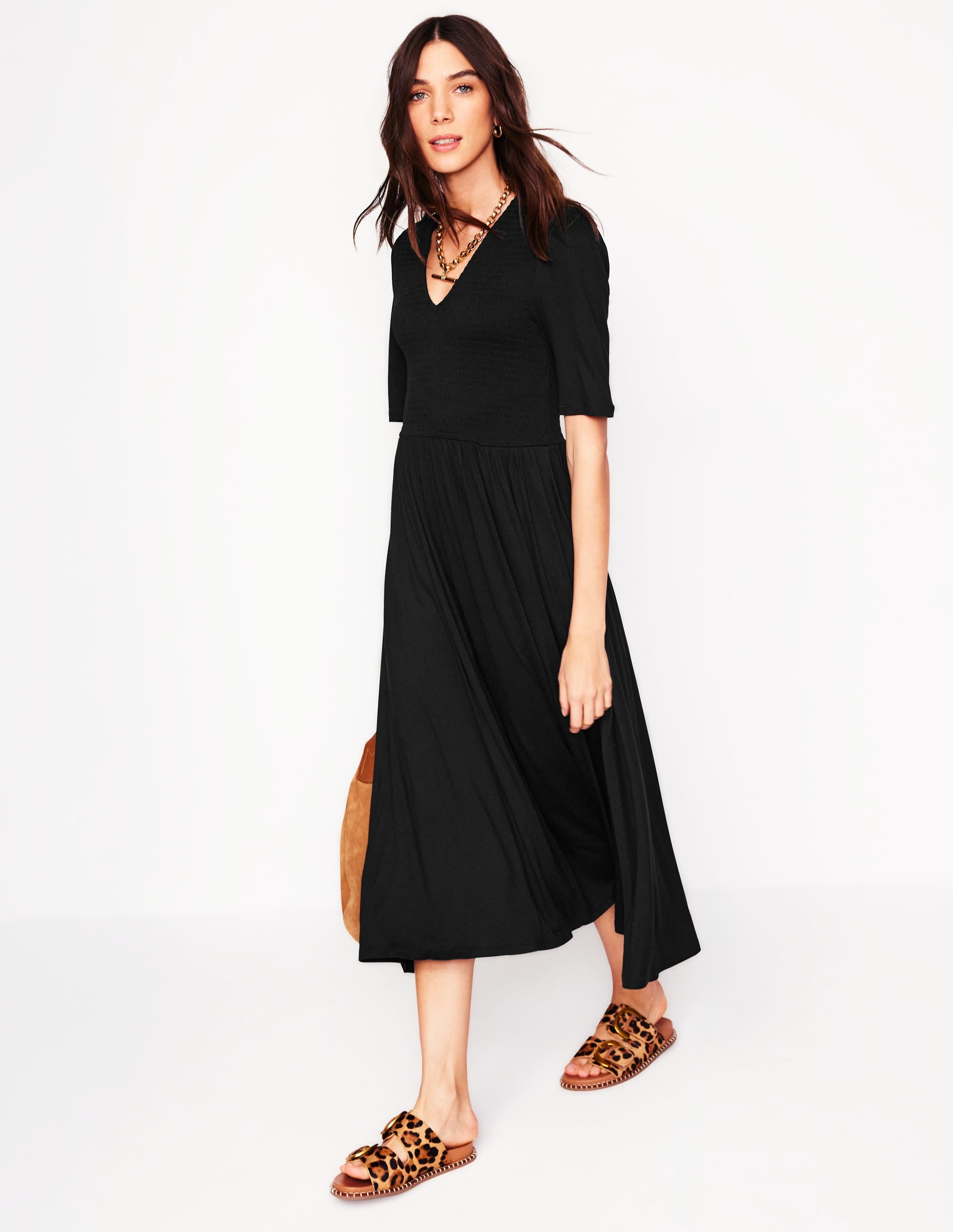 Bethany Gesmoktes Jerseykleid-Schwarz - Image 5