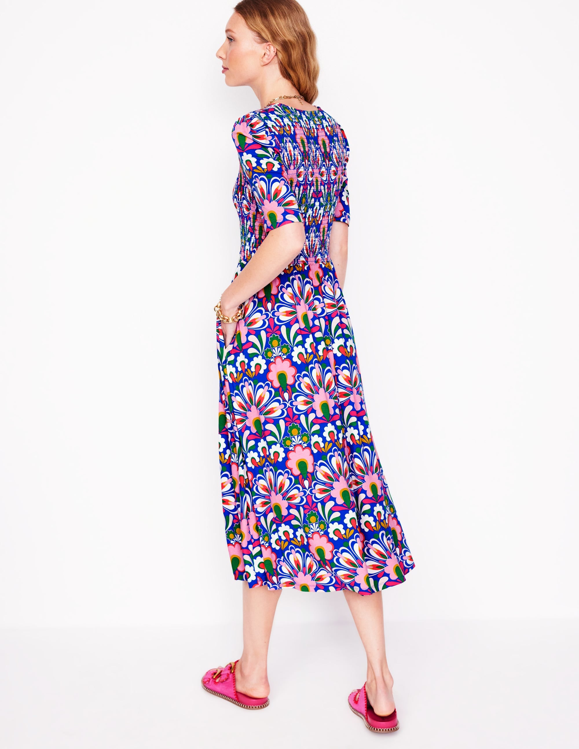 Robe à smocks Bethany en jersey-Bleu galerie, pissenlit - Image 4