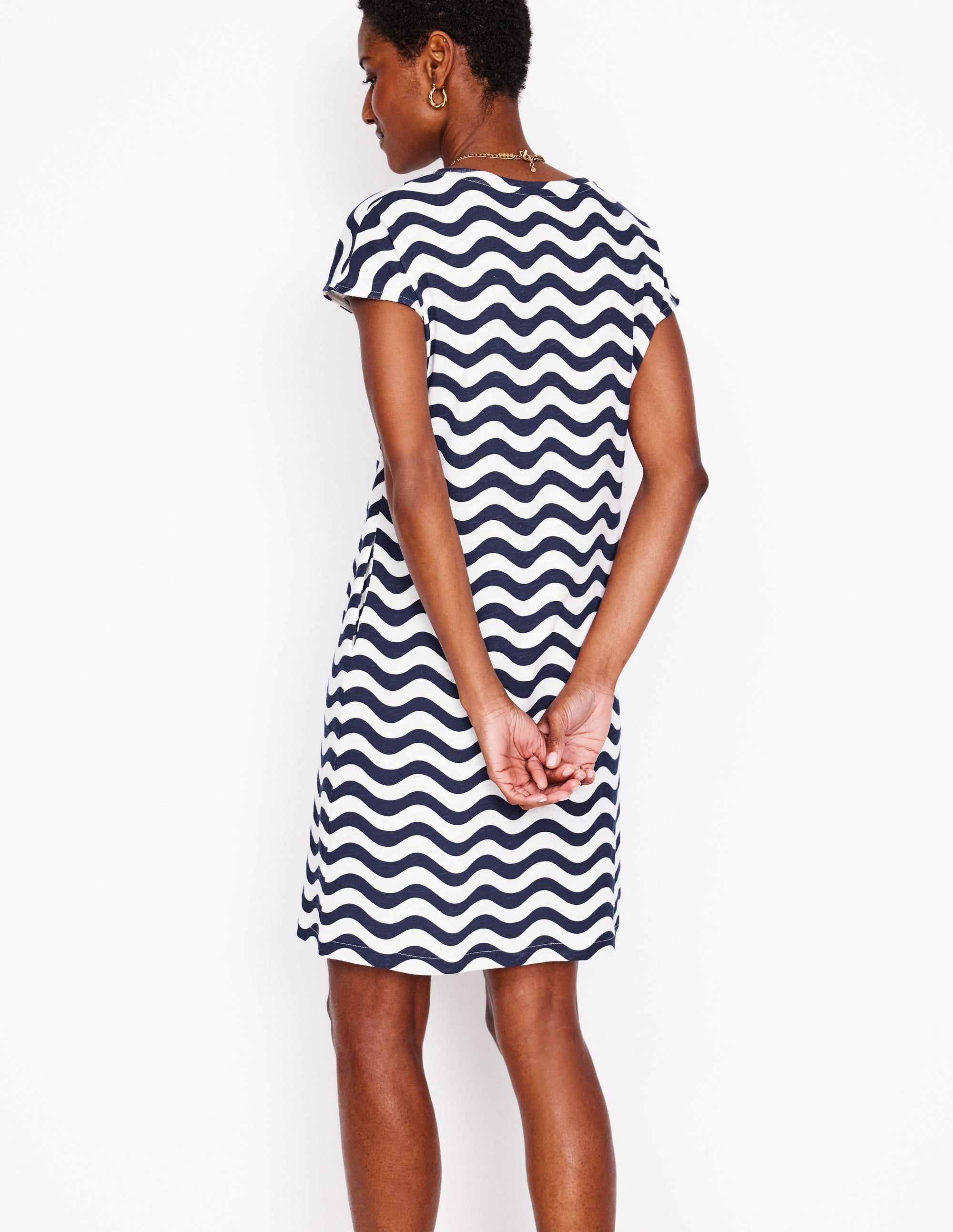 Leah T-Shirt-Kleid aus Jersey-Französisches Marineblau, Mono-Welle - Image 3
