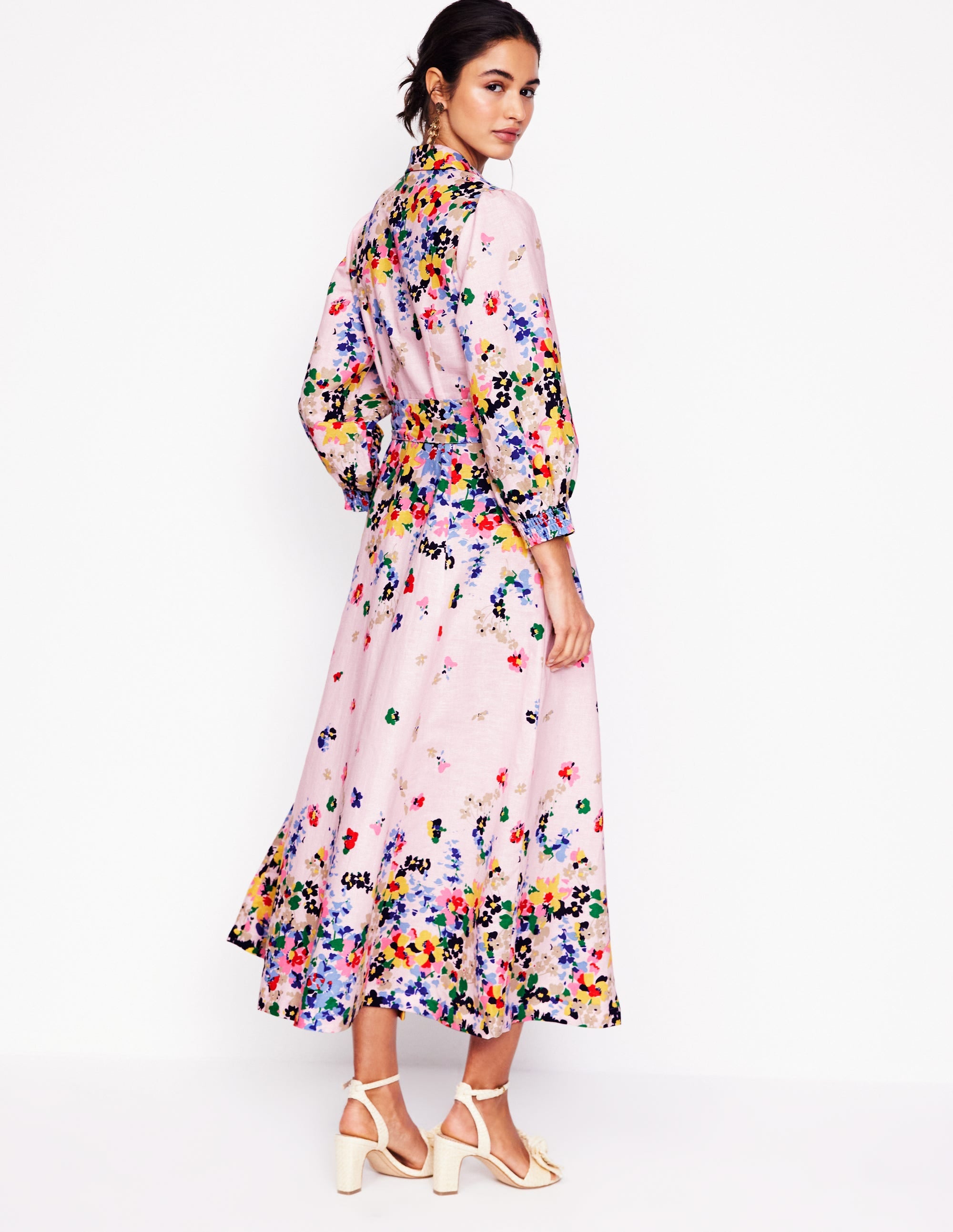 Clara Hemdblusenkleid aus Leinenmischgewebe-Kreiderosa, Malerisches Cluster - Image 3