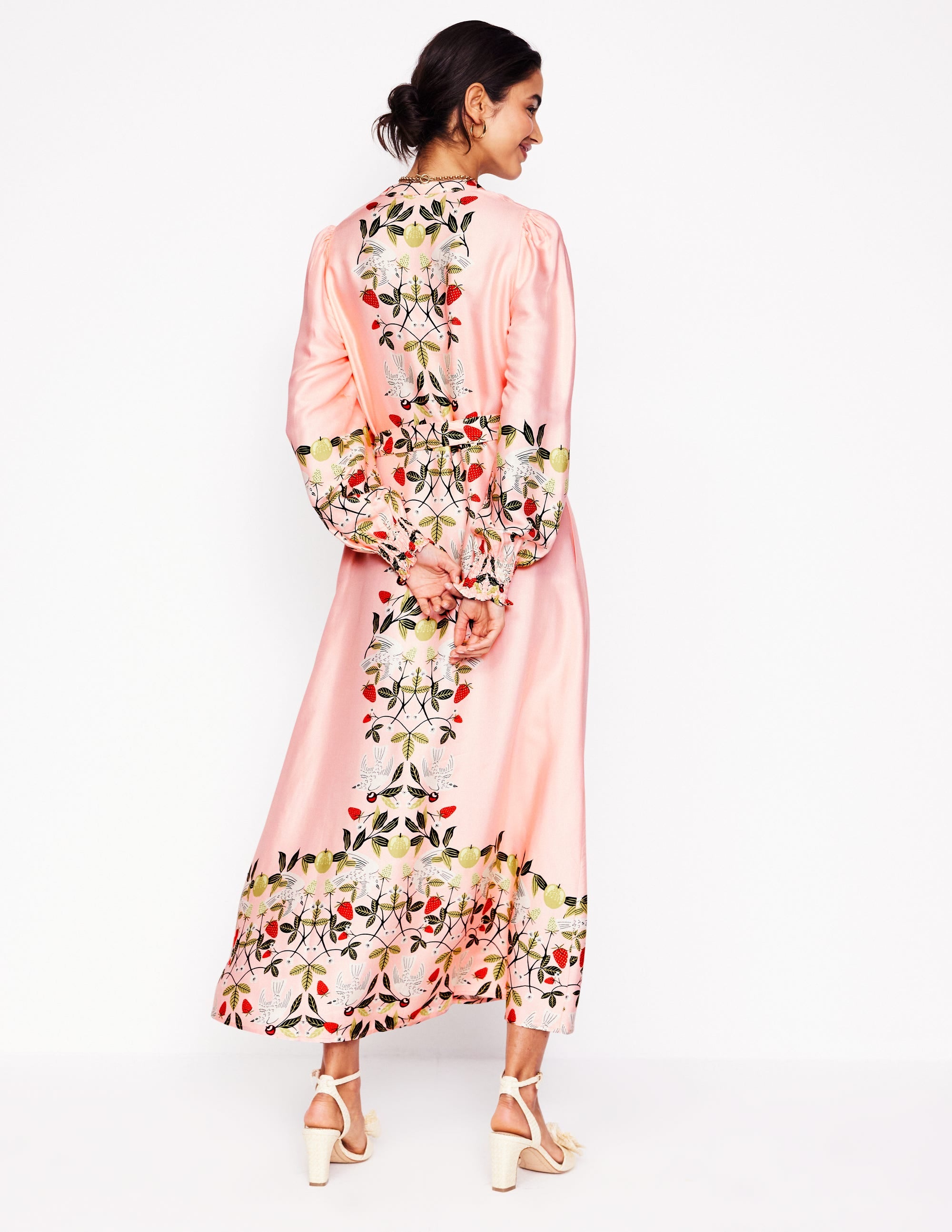 Ruby Kragenloses Hemdblusenkleid-Rosa, Vögel Paradies - Image 3