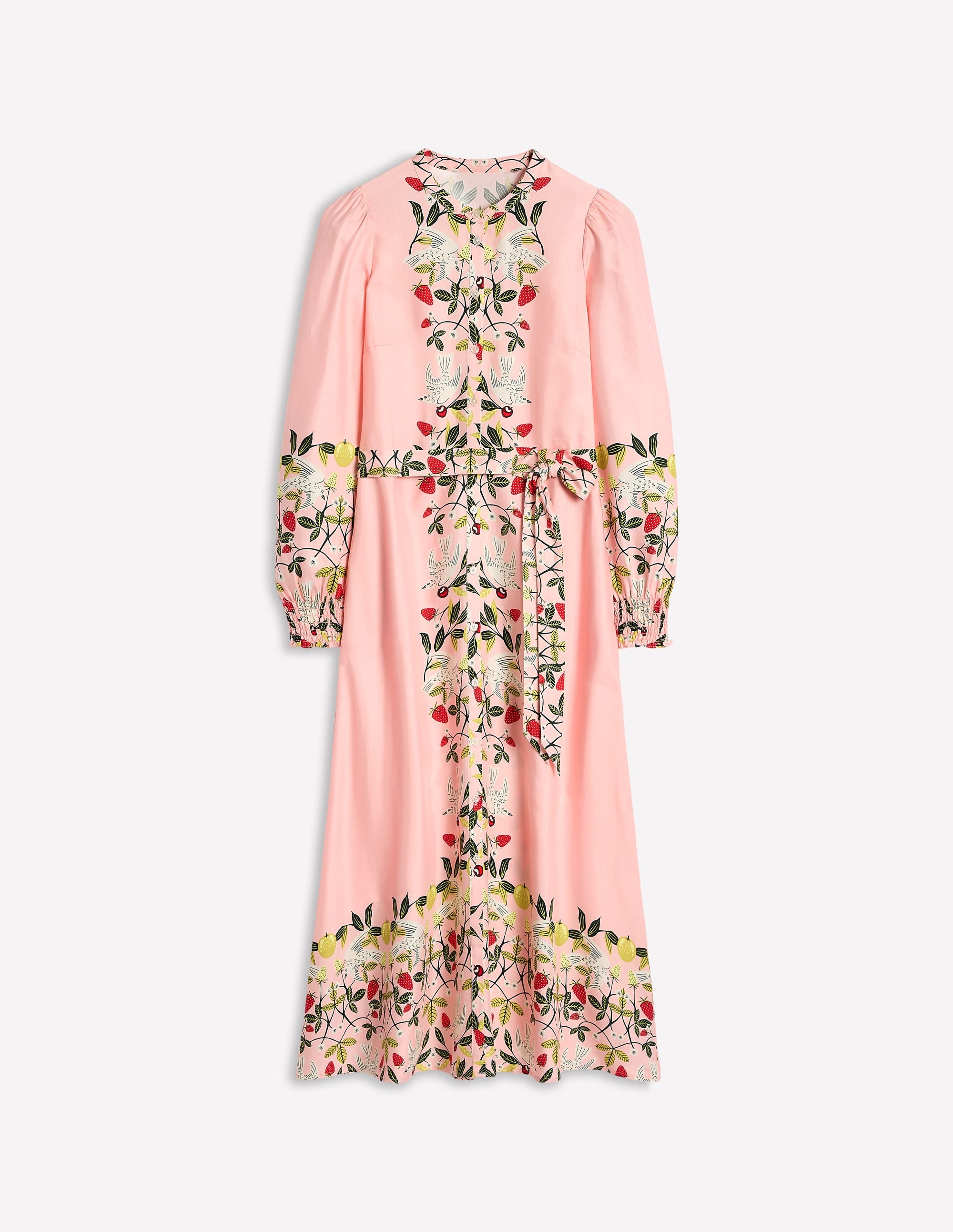 Ruby Kragenloses Hemdblusenkleid-Rosa, Vögel Paradies - Image 7