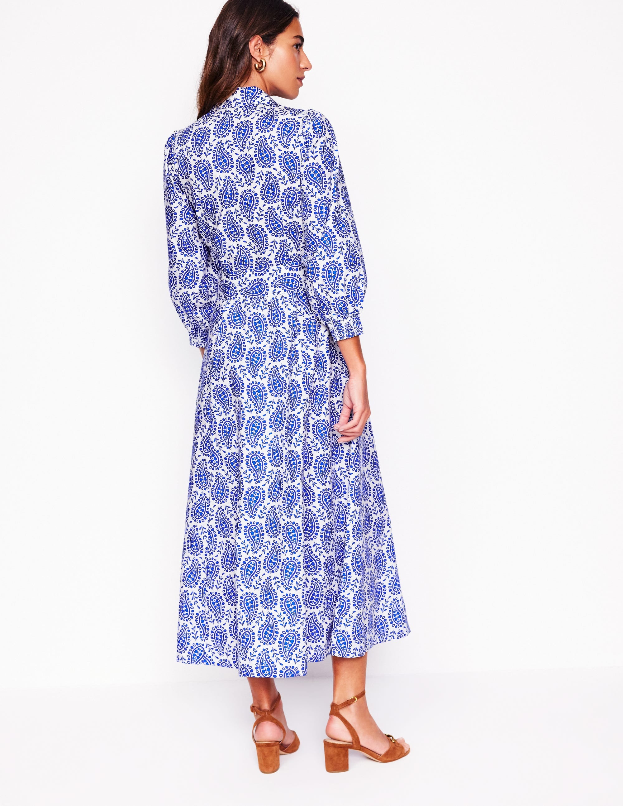Clara Hemdblusenkleid aus Baumwolle-Leuchtendes Blau, Paisley-Herz - Image 3