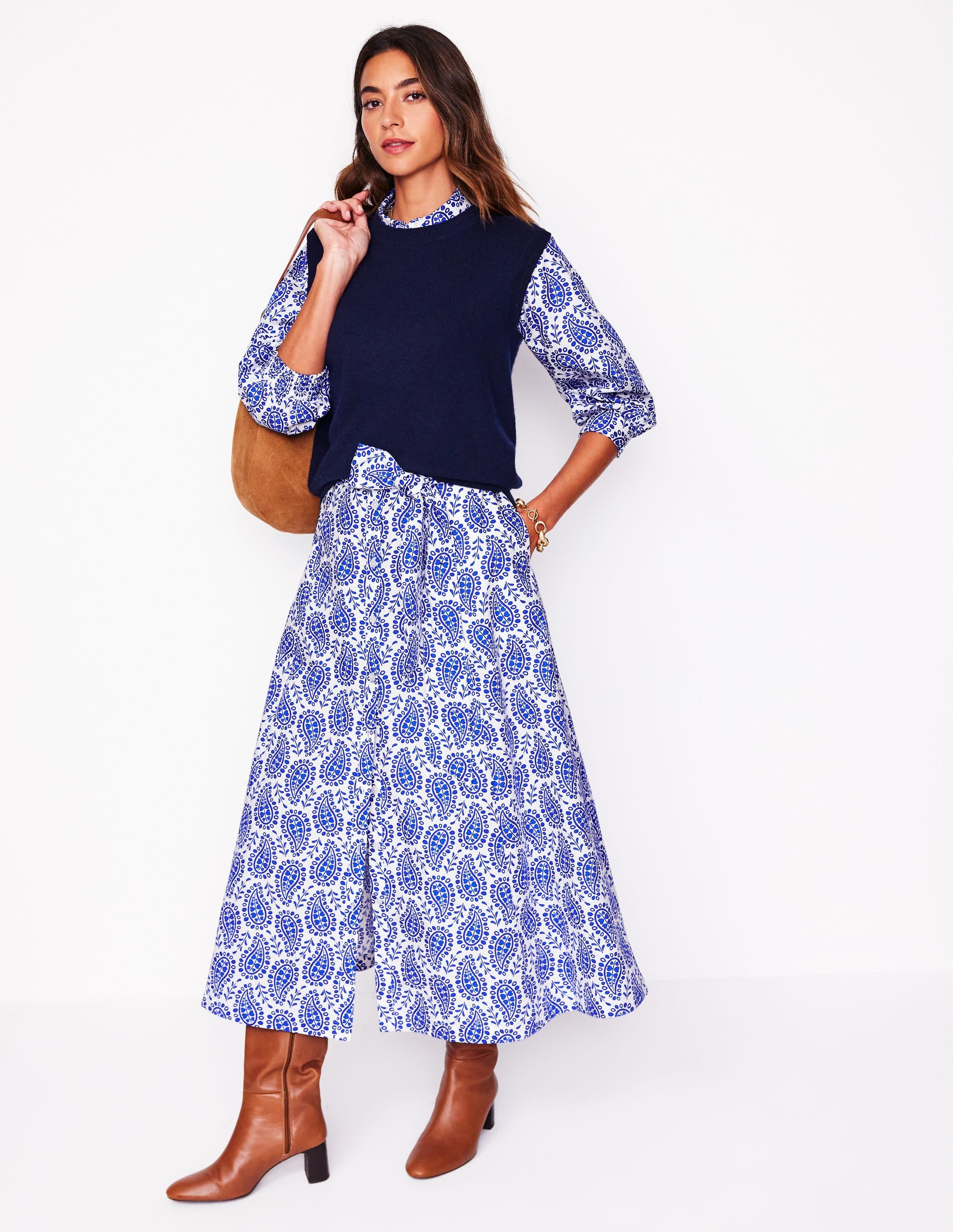 Clara Hemdblusenkleid aus Baumwolle-Leuchtendes Blau, Paisley-Herz - Image 6